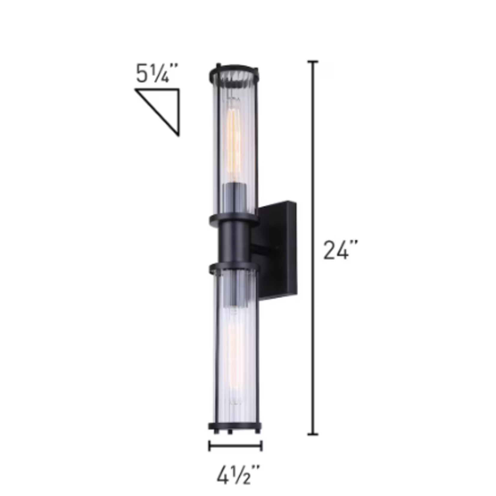 Black 2-Light Vanity Fixture