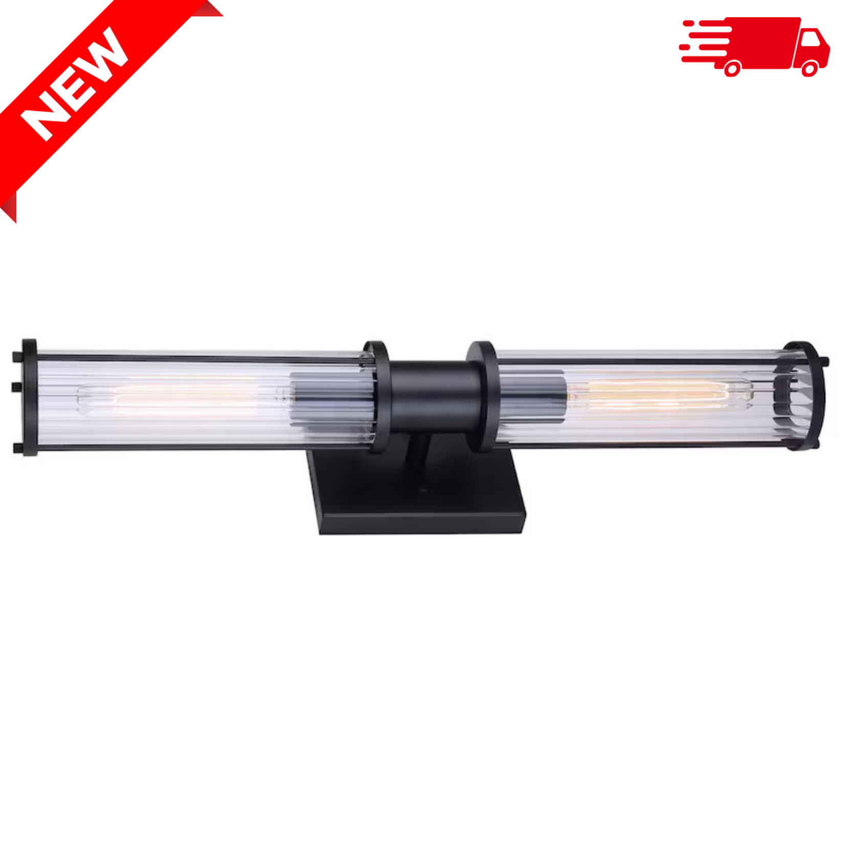 Black 2-Light Vanity Fixture