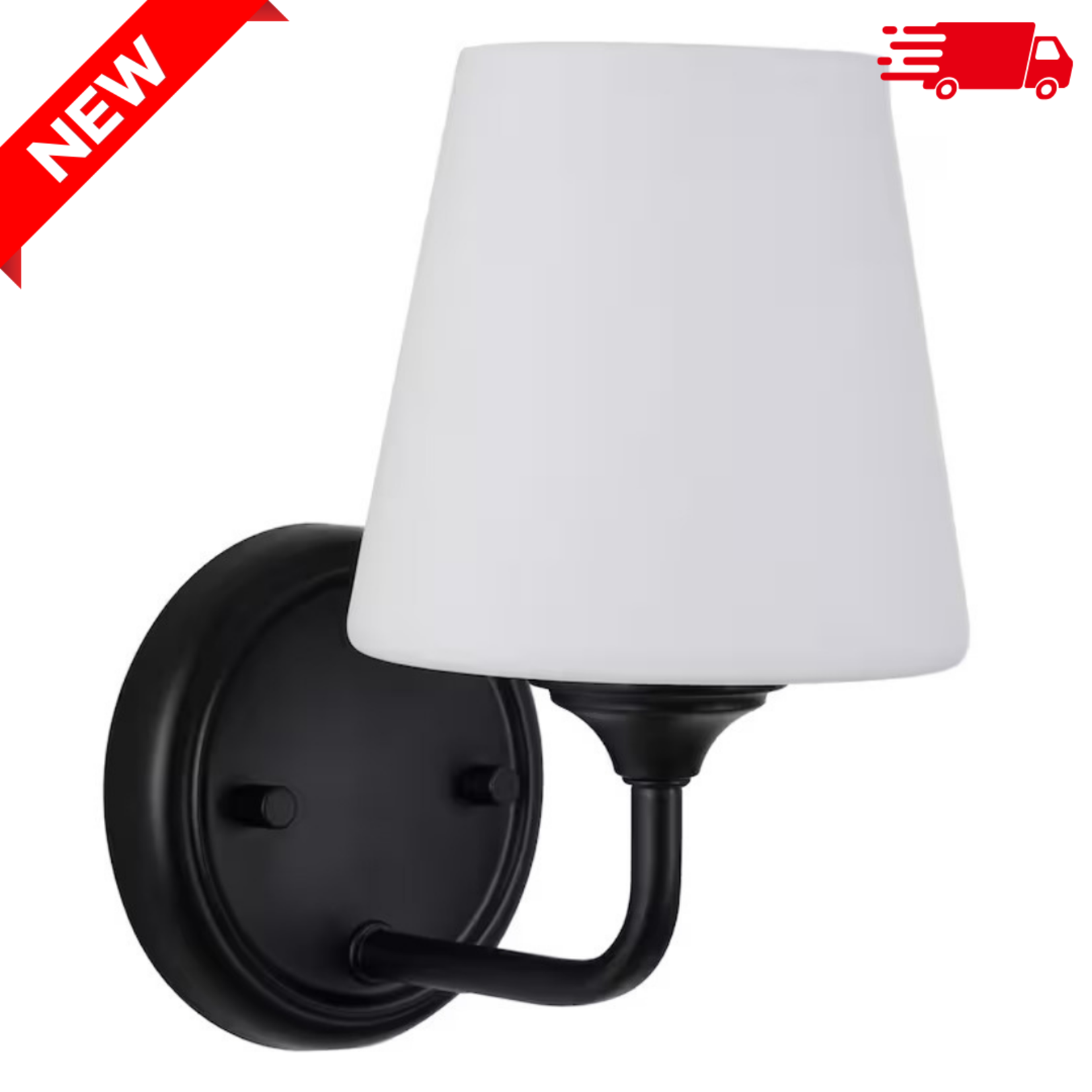 Black 1-Light Vanity Fixture