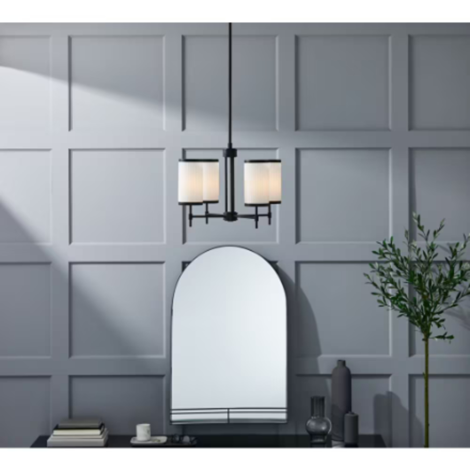 Black Frame Mirror w Shelf