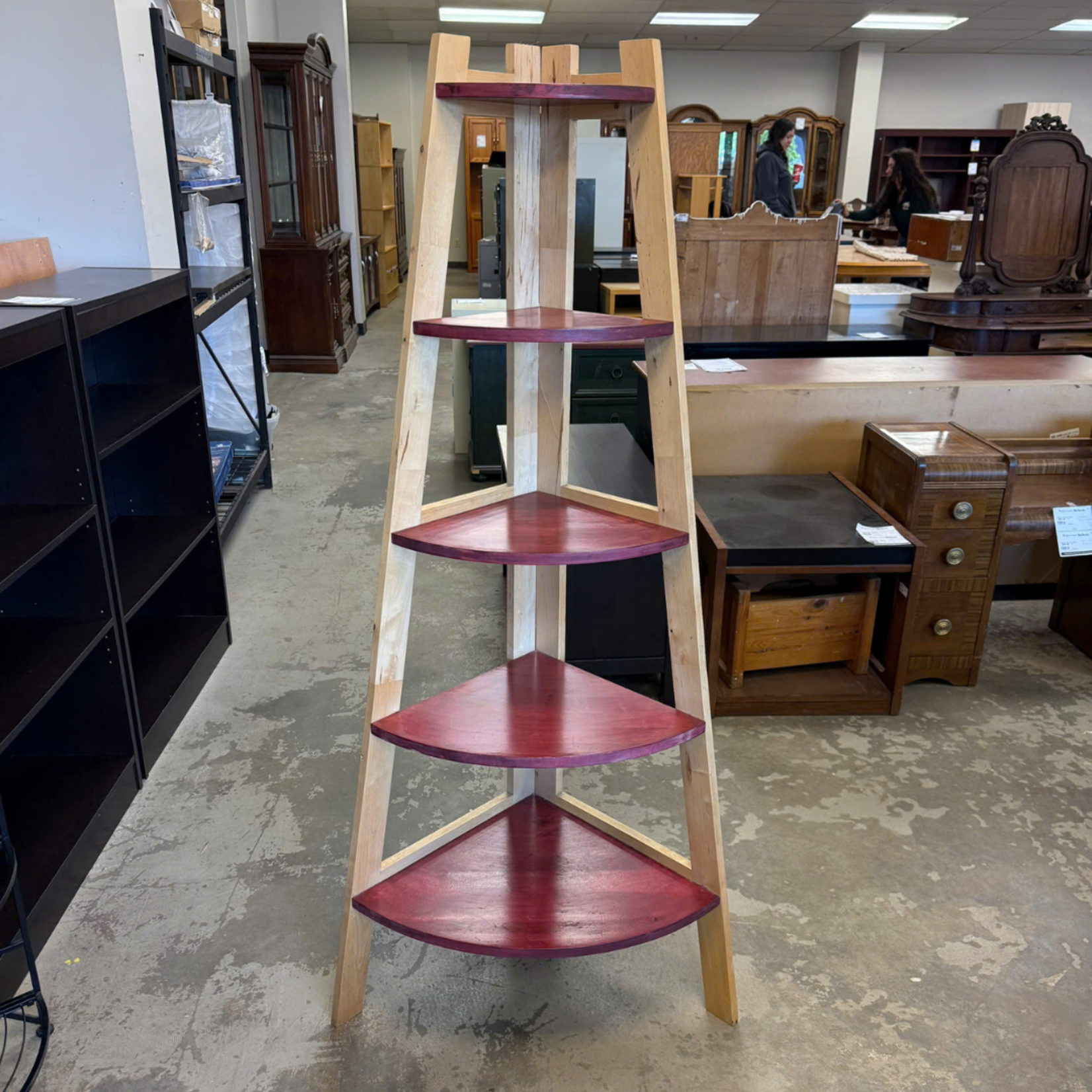 Red Wooden Corner Shelf