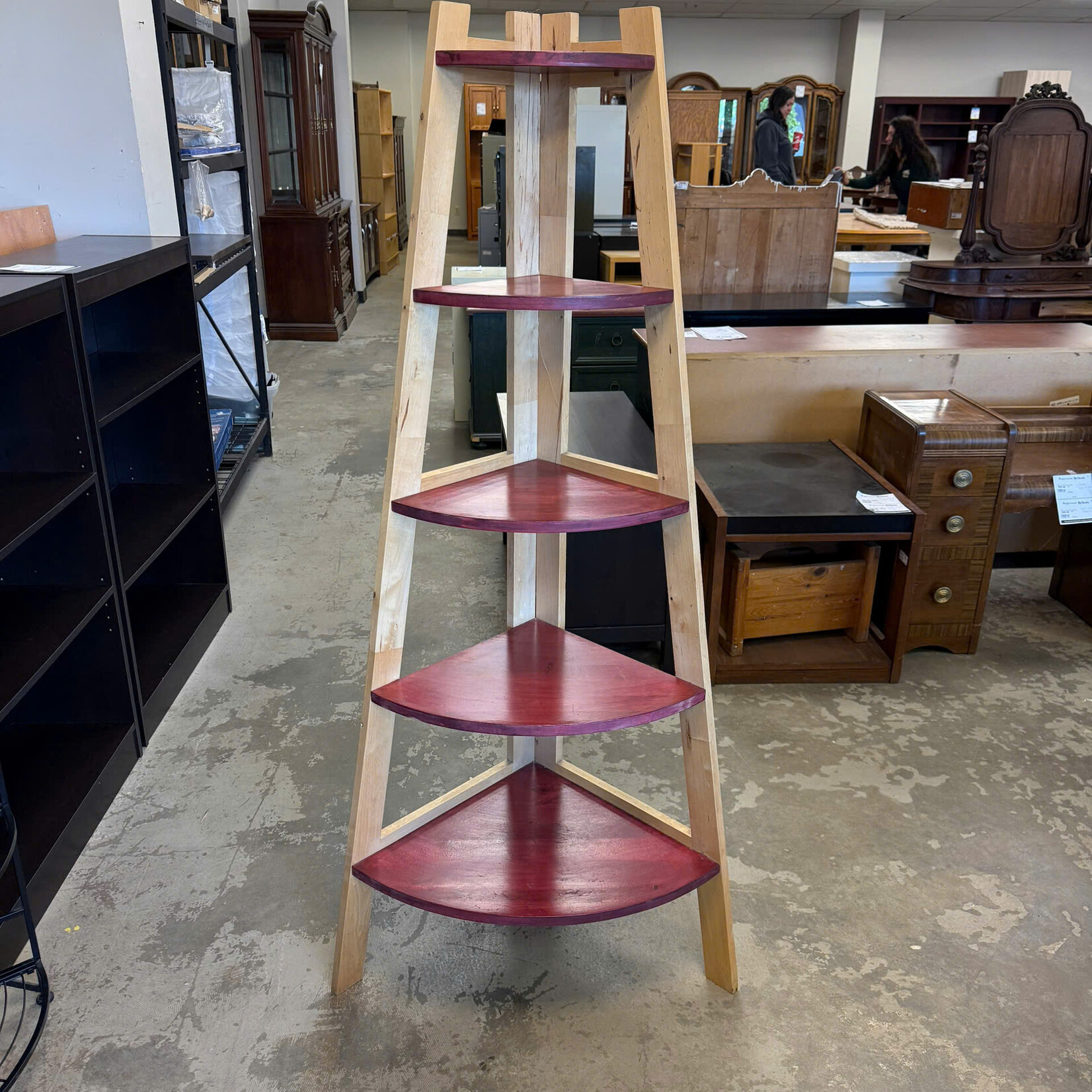 Red Wooden Corner Shelf