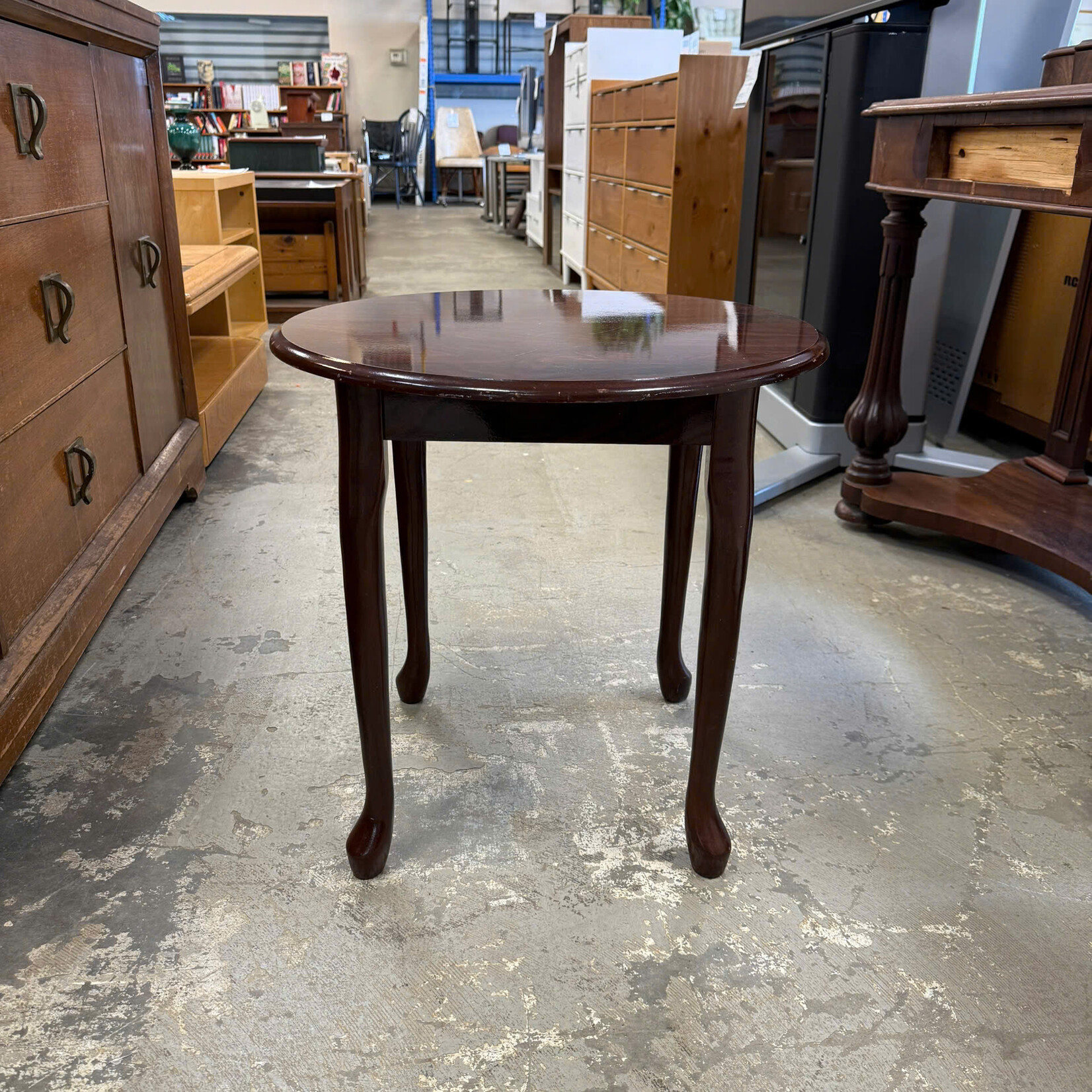 Brown Round End Table