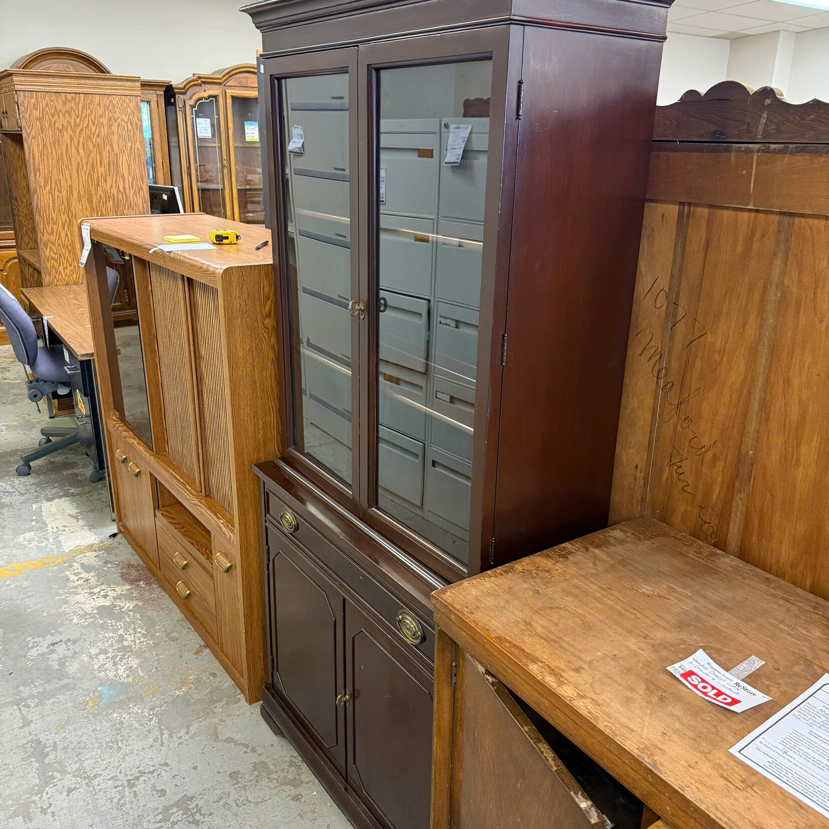 Dark Red China Cabinet