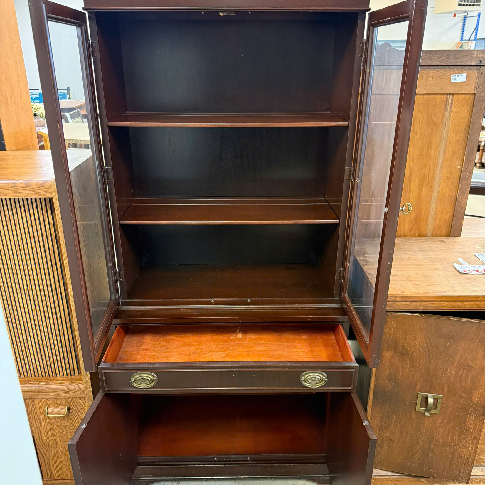 Dark Red China Cabinet