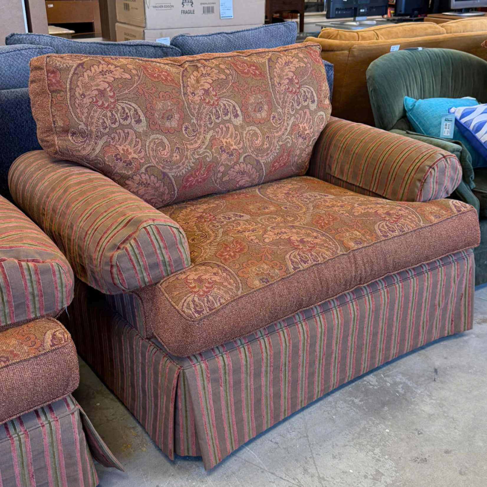 Brown Fabric Love Seat