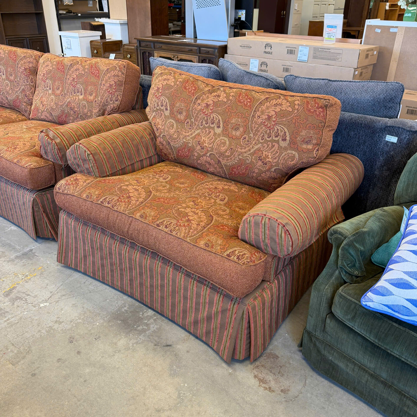 Brown Fabric Love Seat