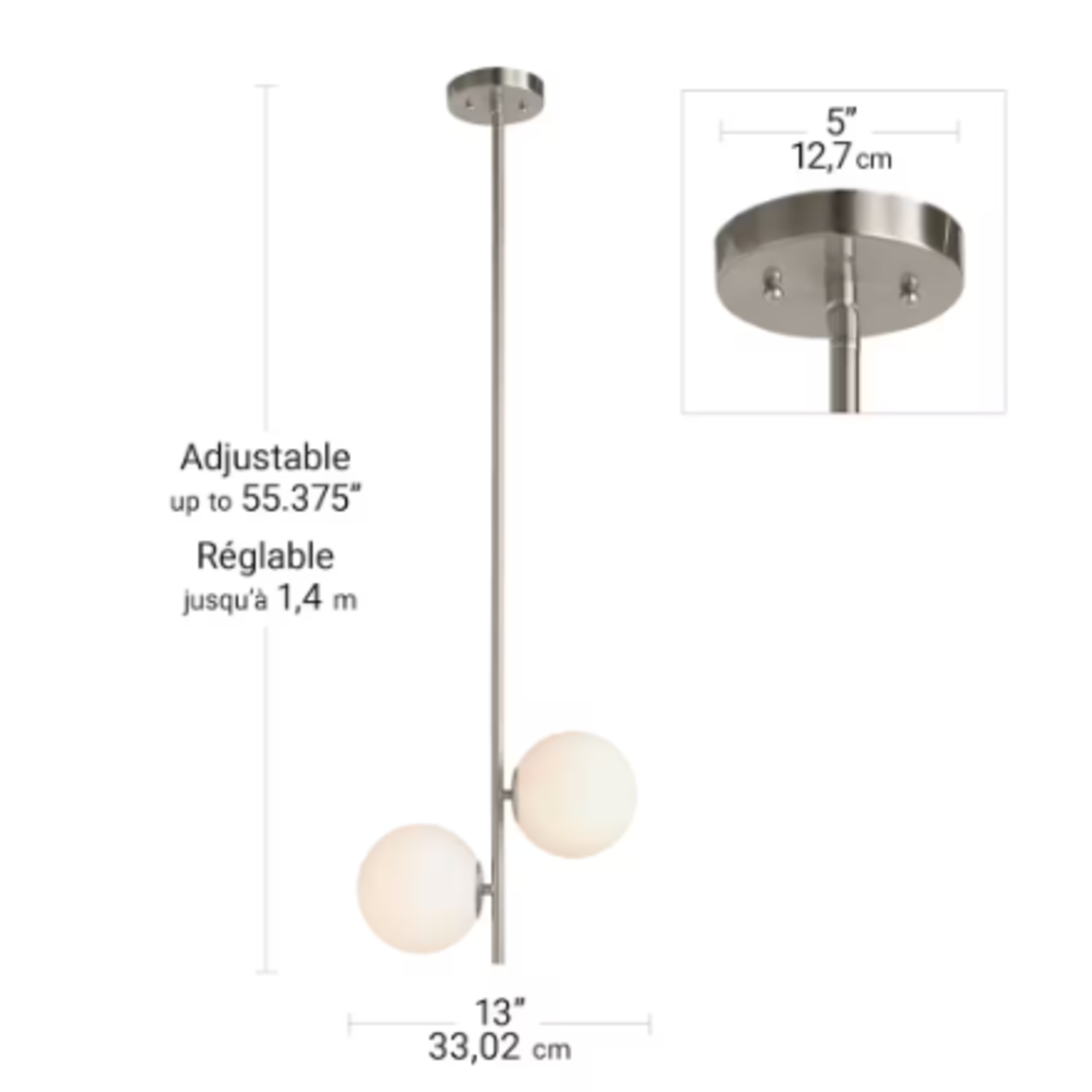 2- Light Brushed Nickel Pendant