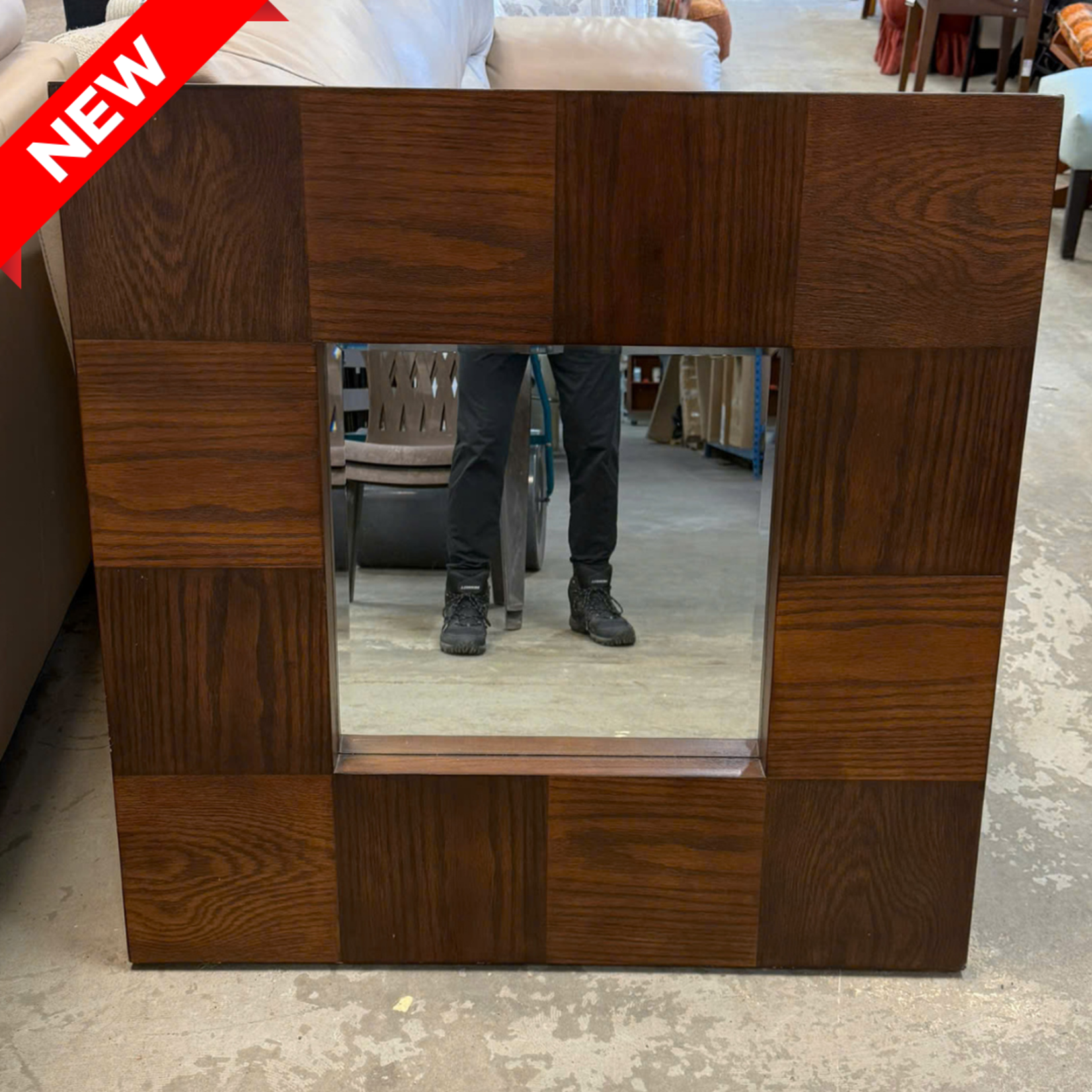 Wooden Square Mirror