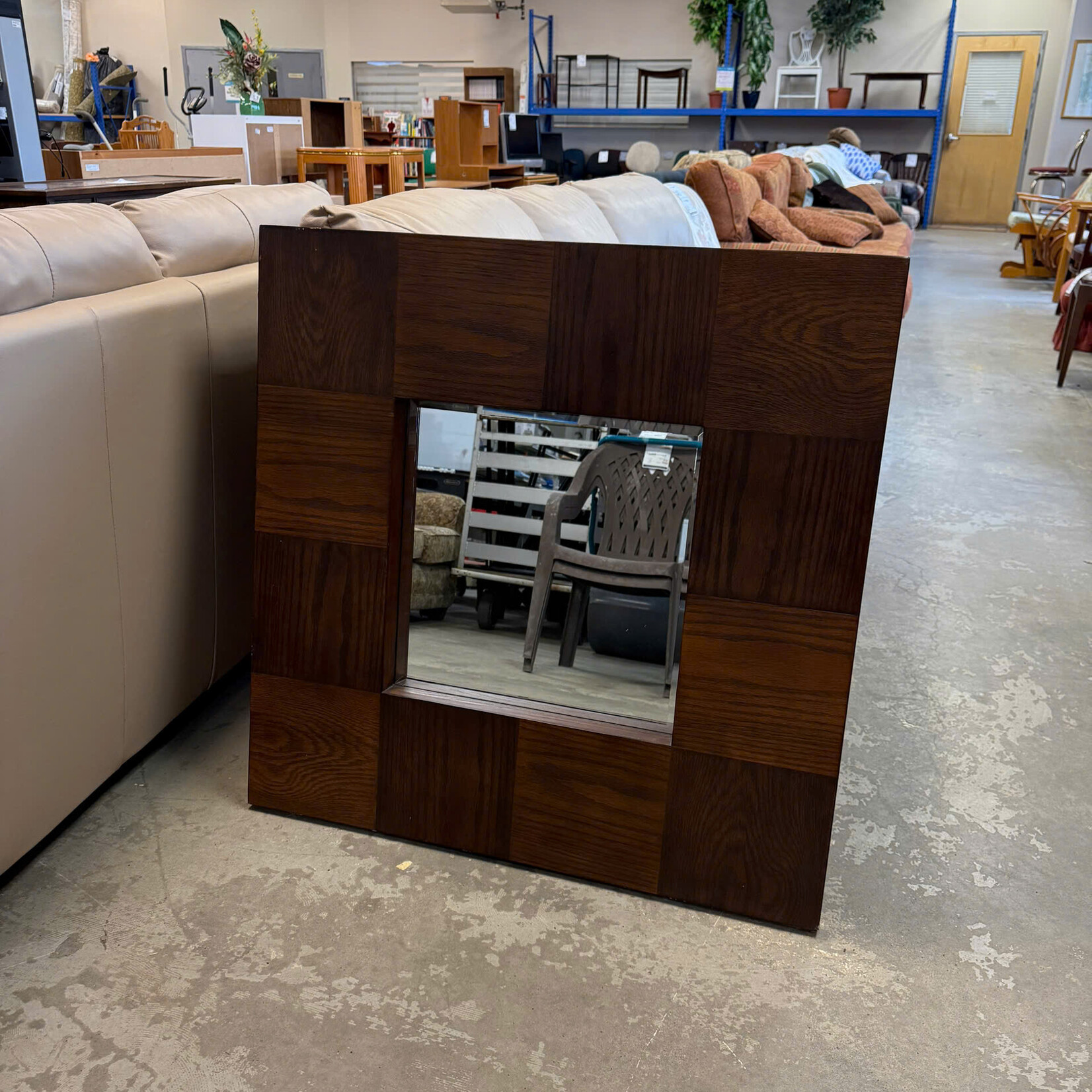 Wooden Square Mirror