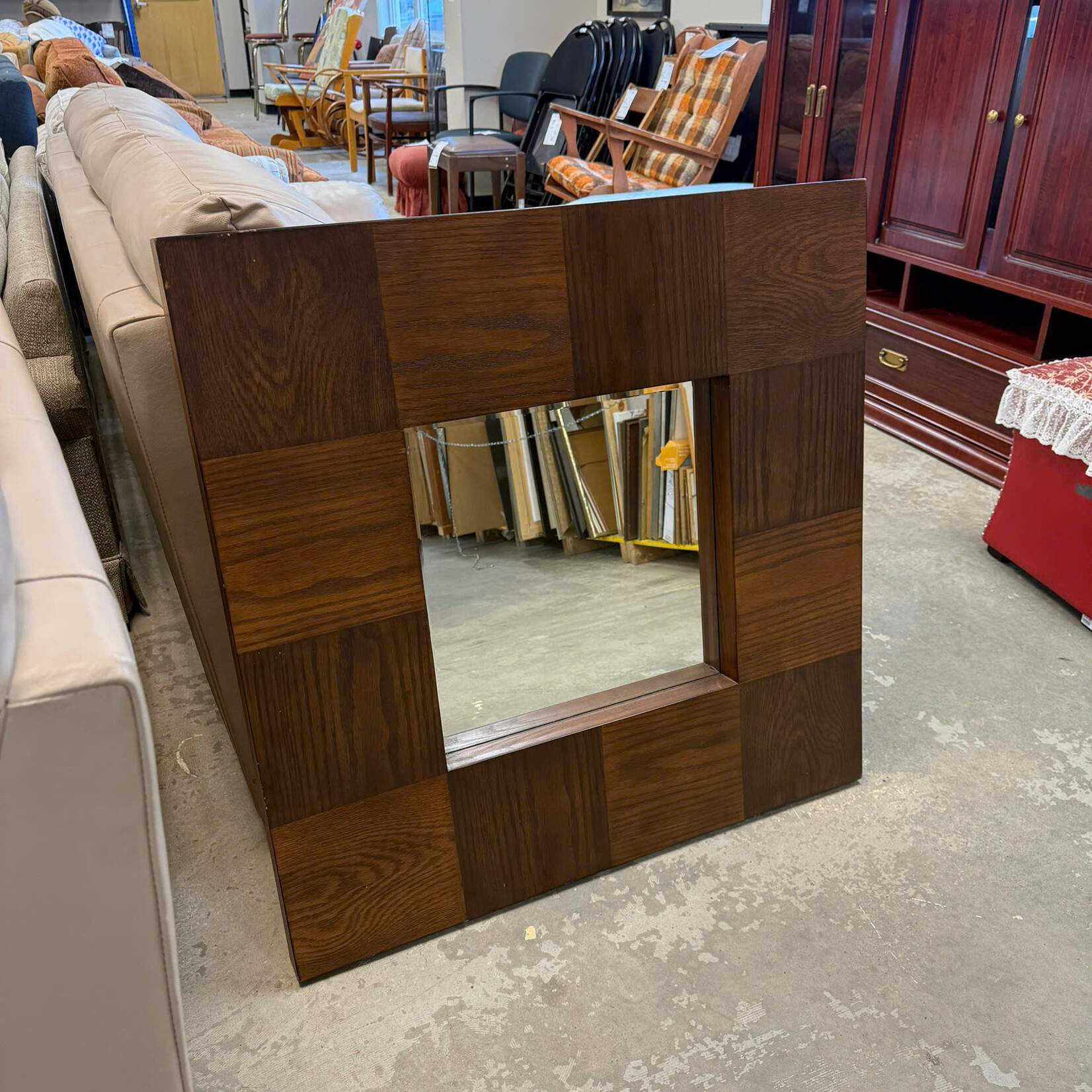 Wooden Square Mirror