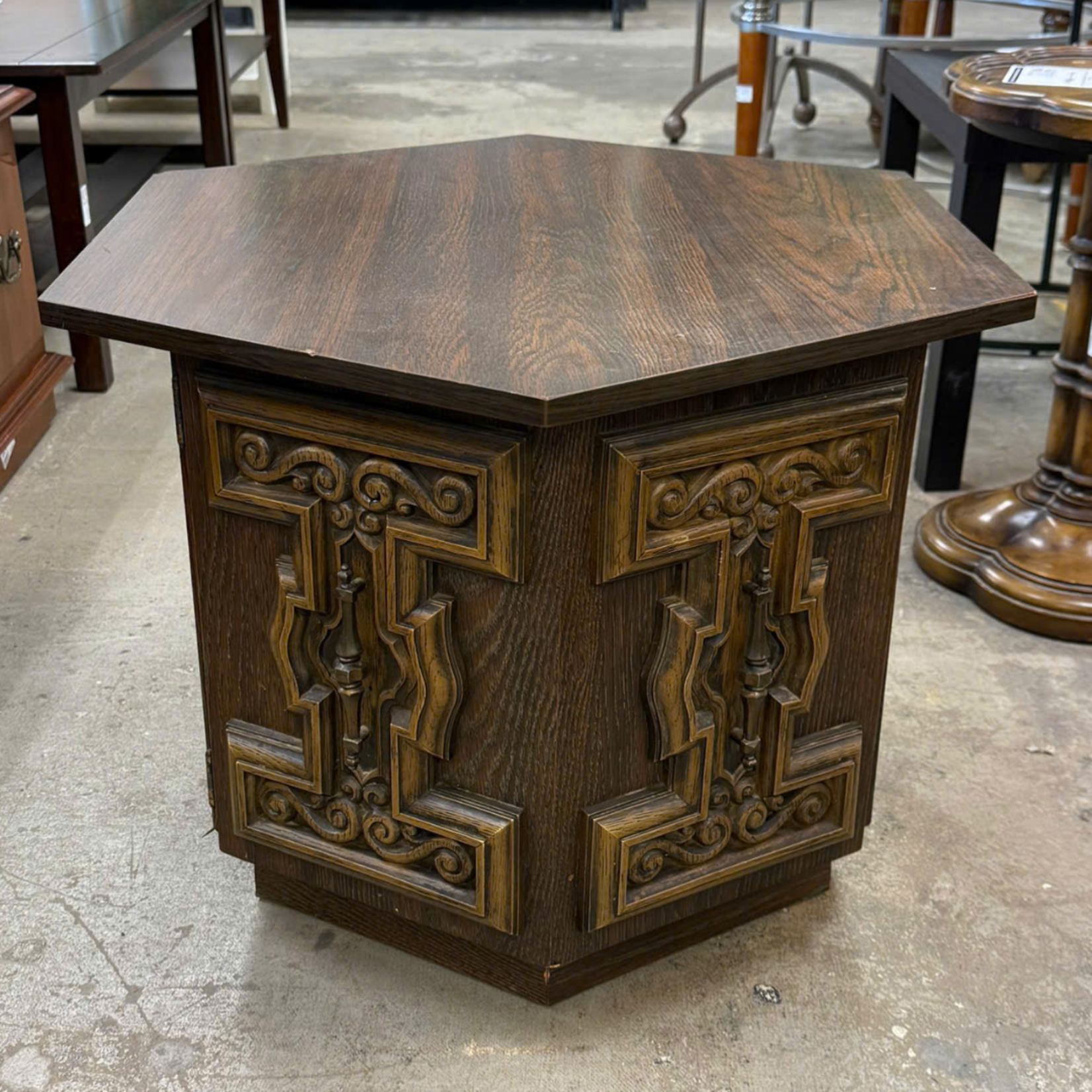 Wooden Hexagon End Table