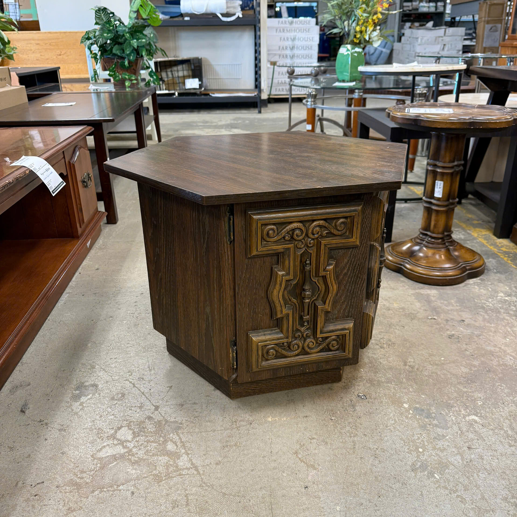 Wooden Hexagon End Table