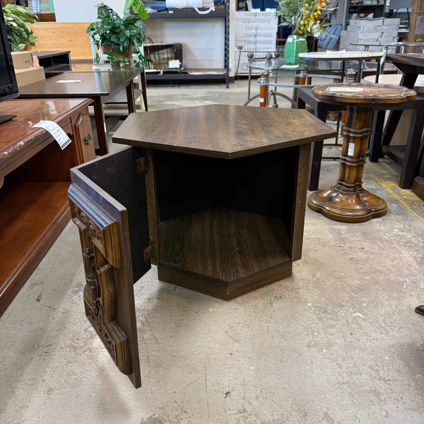 Wooden Hexagon End Table