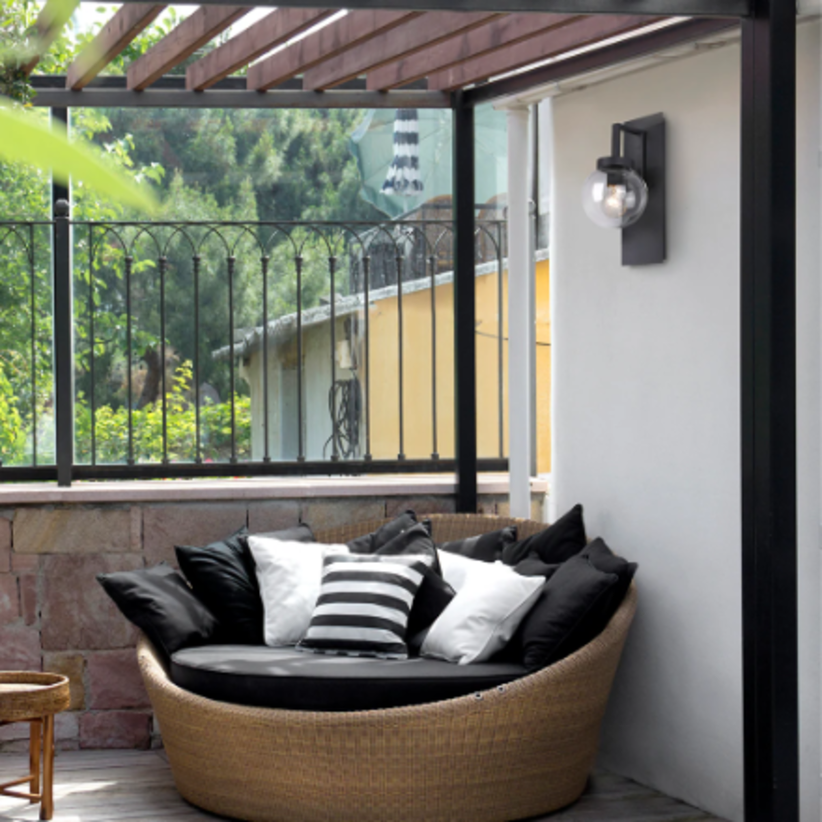 Black & Clear Glass Wall Light