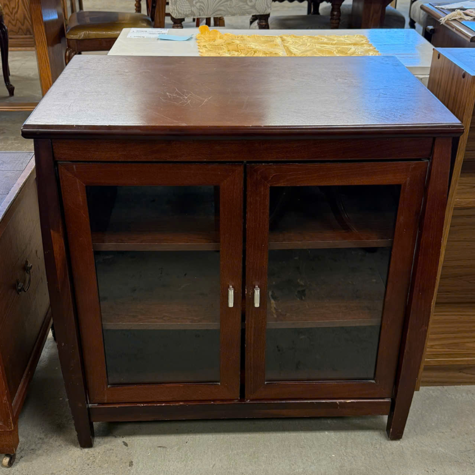 Brown Cabinet w/ Glass Doors