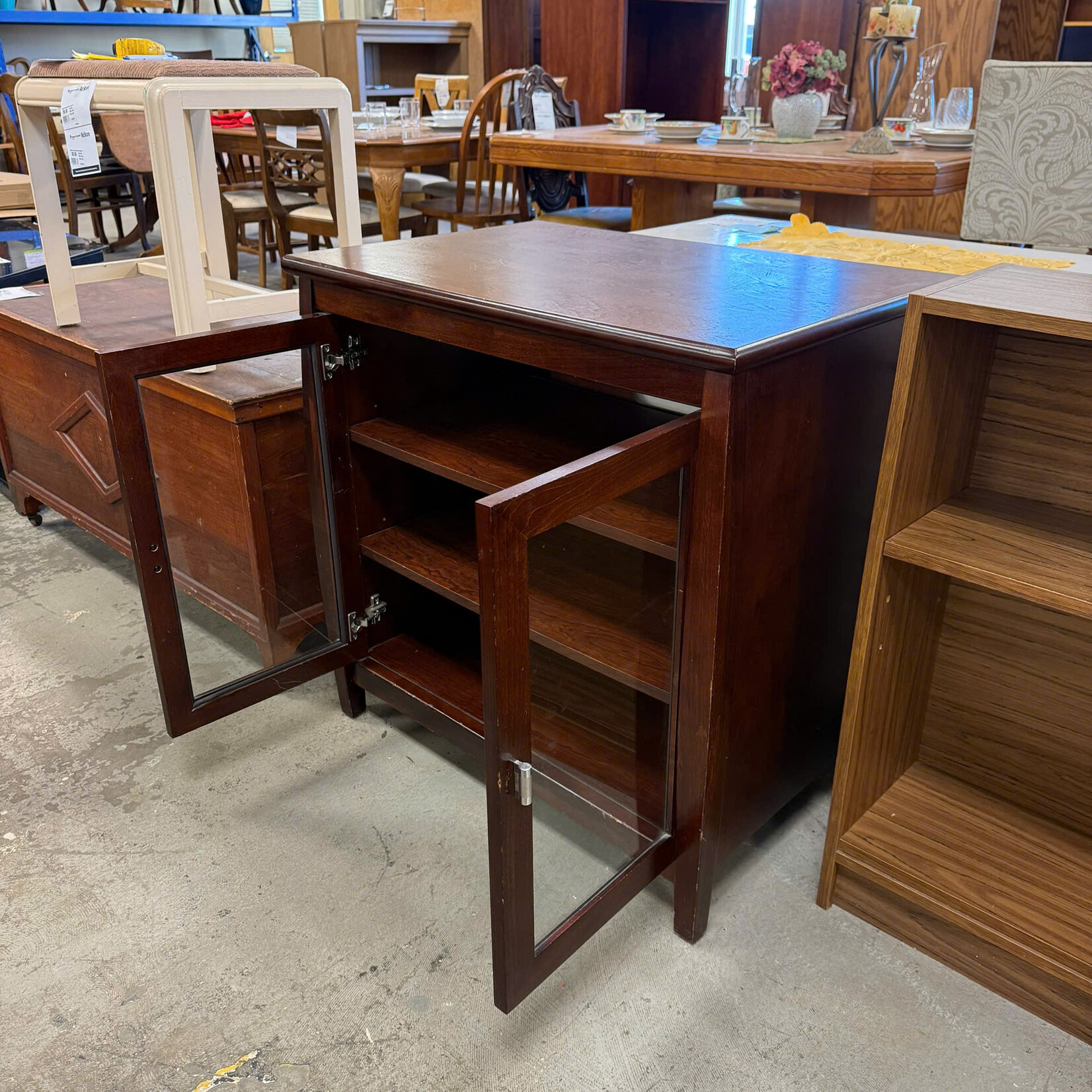 Brown Cabinet w/ Glass Doors