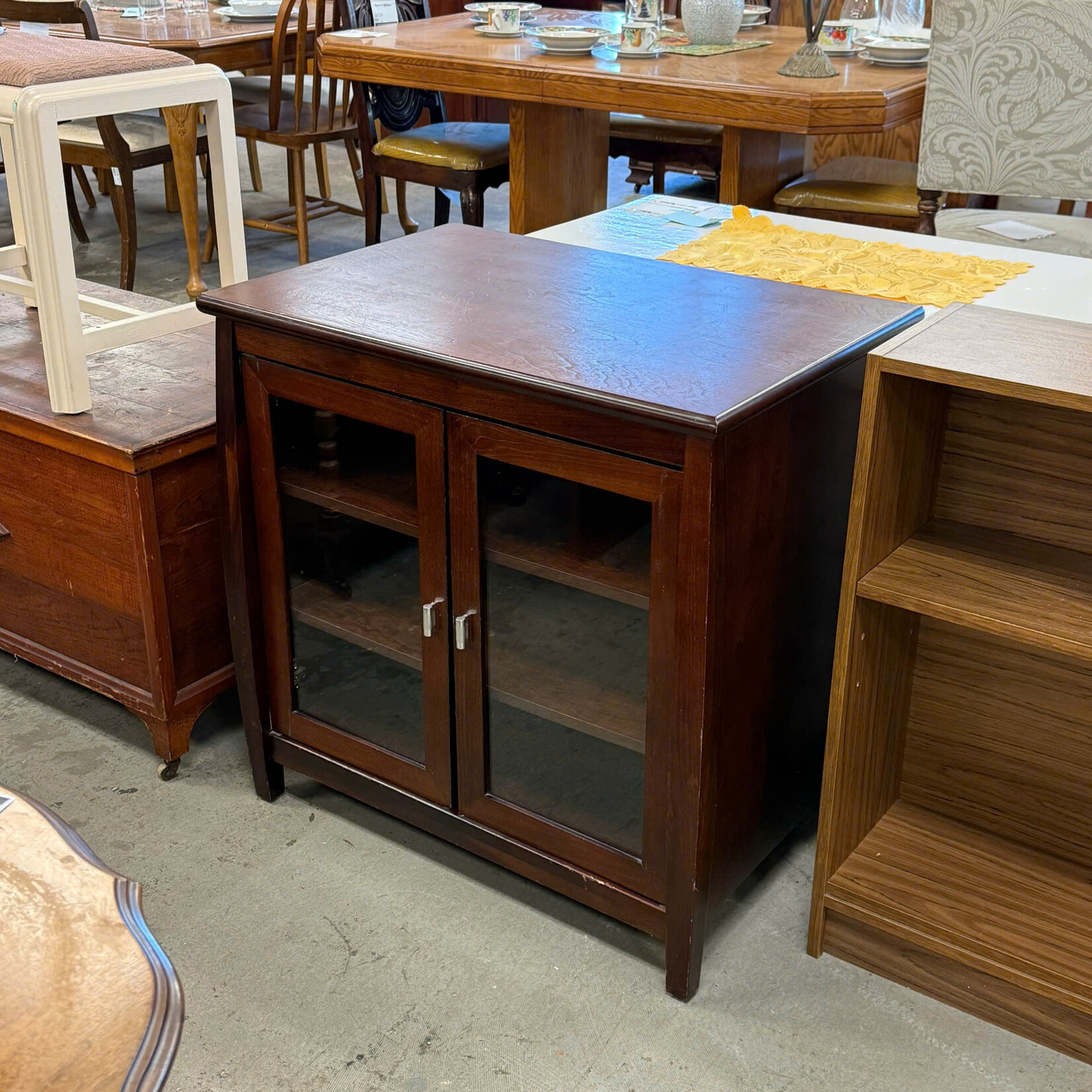 Brown Cabinet w/ Glass Doors