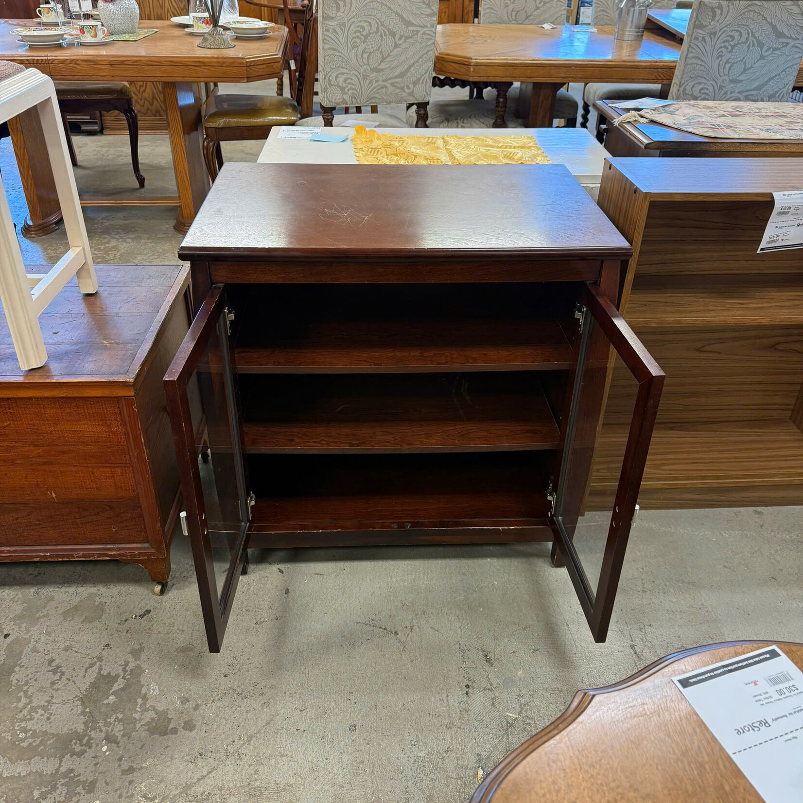 Brown Cabinet w/ Glass Doors