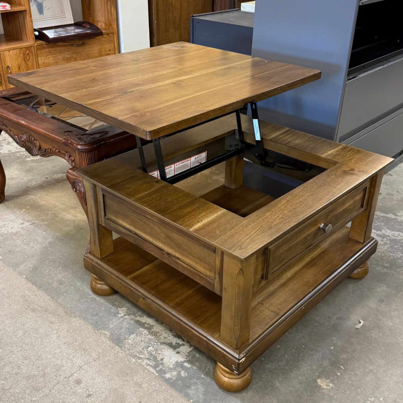 Light Brown Square Lift top coffee table