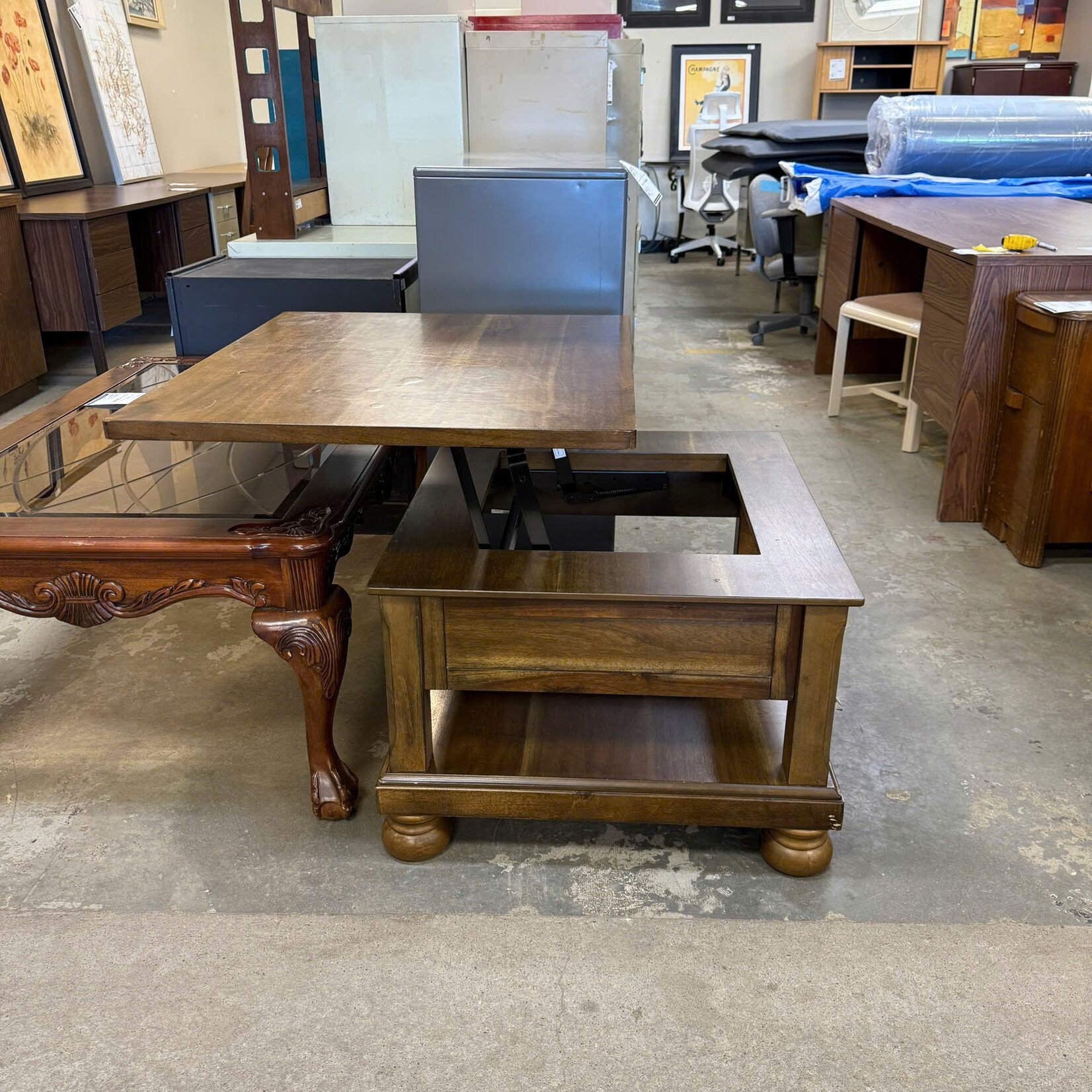 Light Brown Square Lift top coffee table