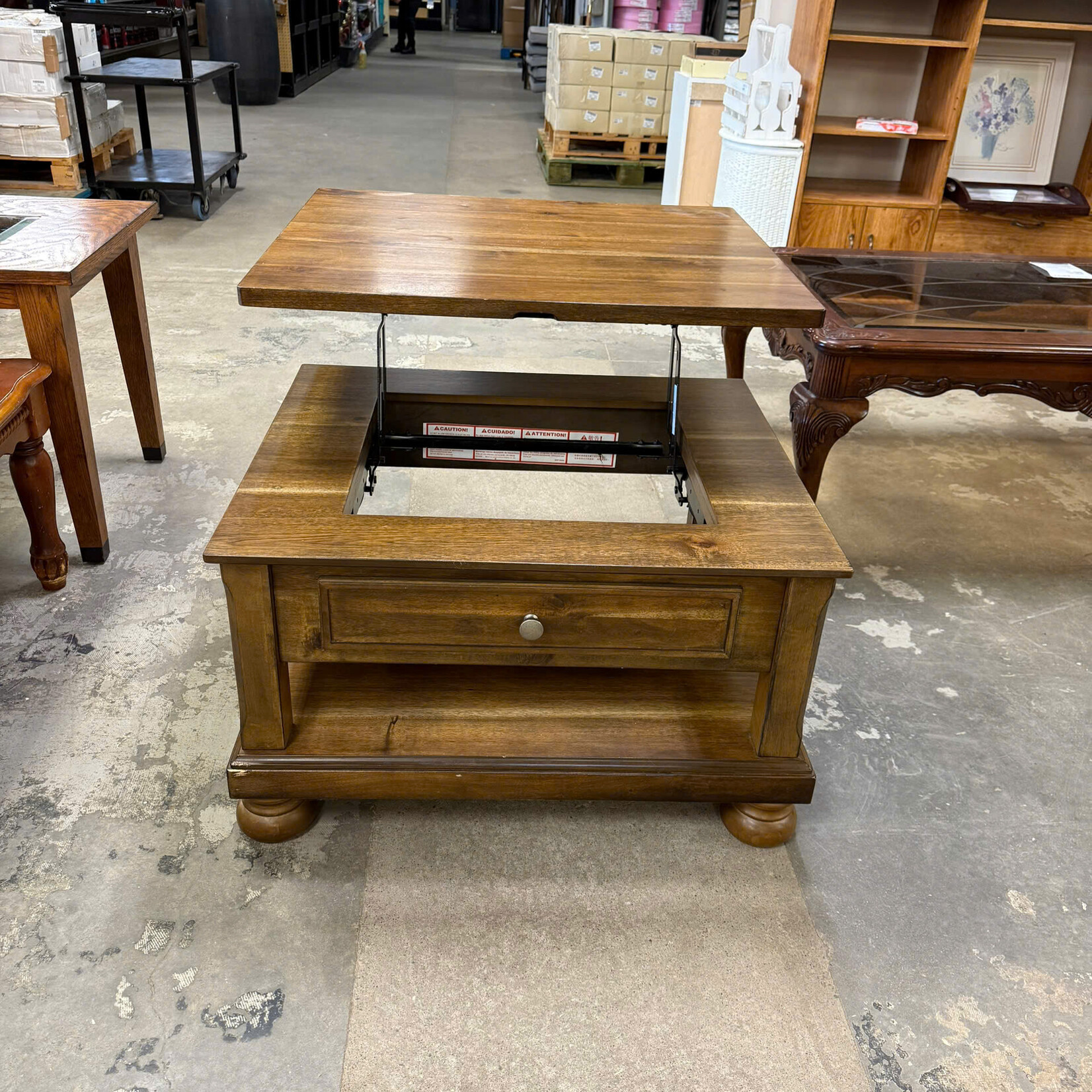 Light Brown Square Lift top coffee table