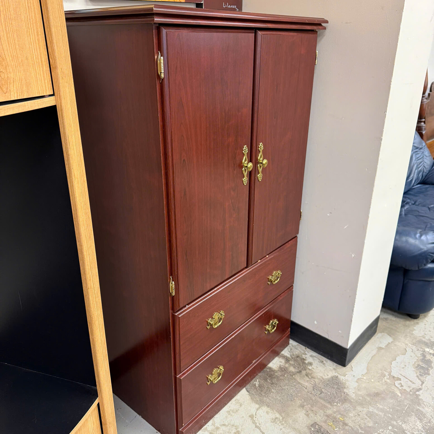cherry red shelving unit