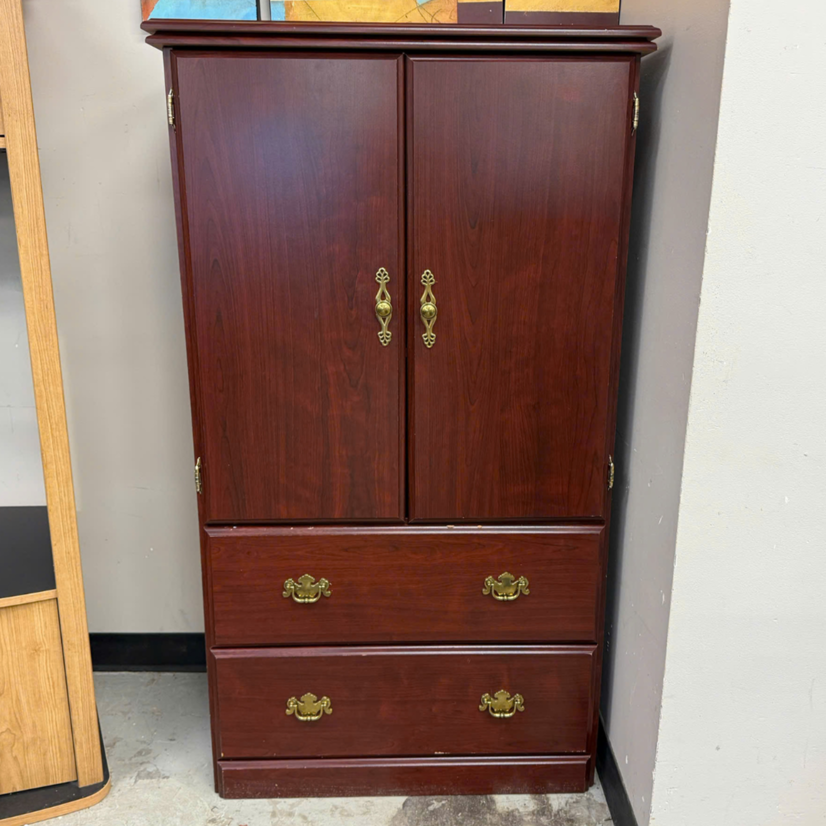 cherry red shelving unit