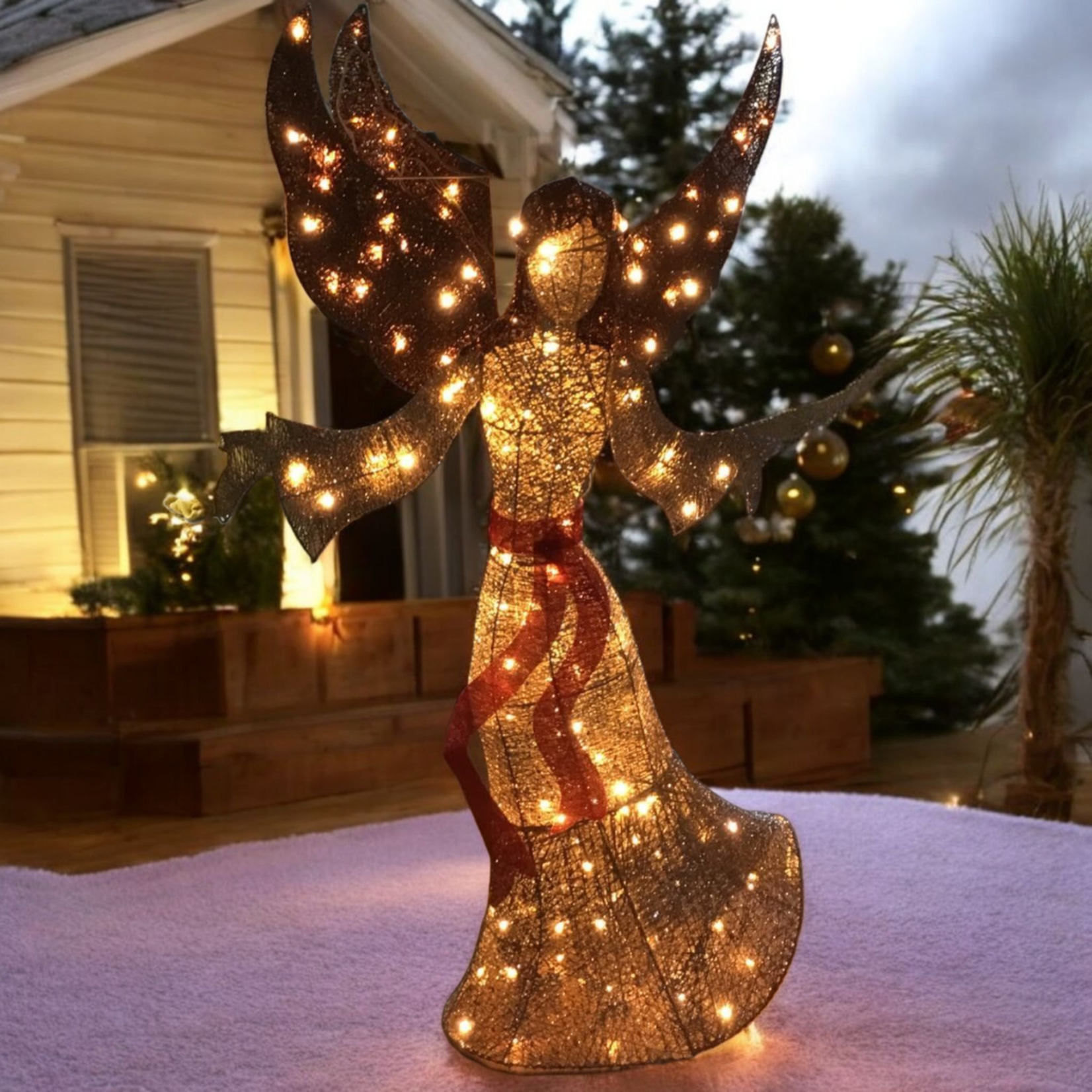 Lighted Outdoor Rattan Angel