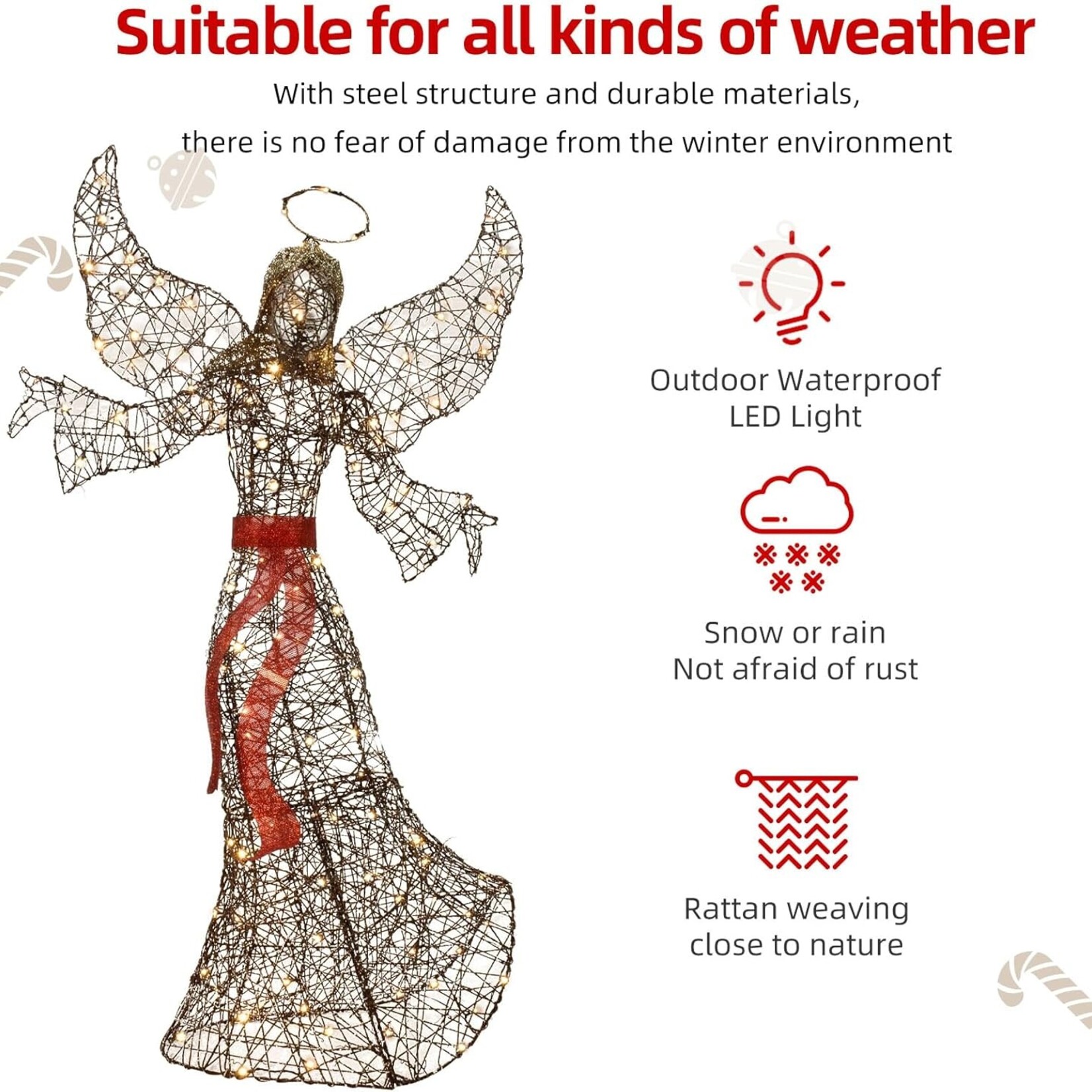 Lighted Outdoor Rattan Angel