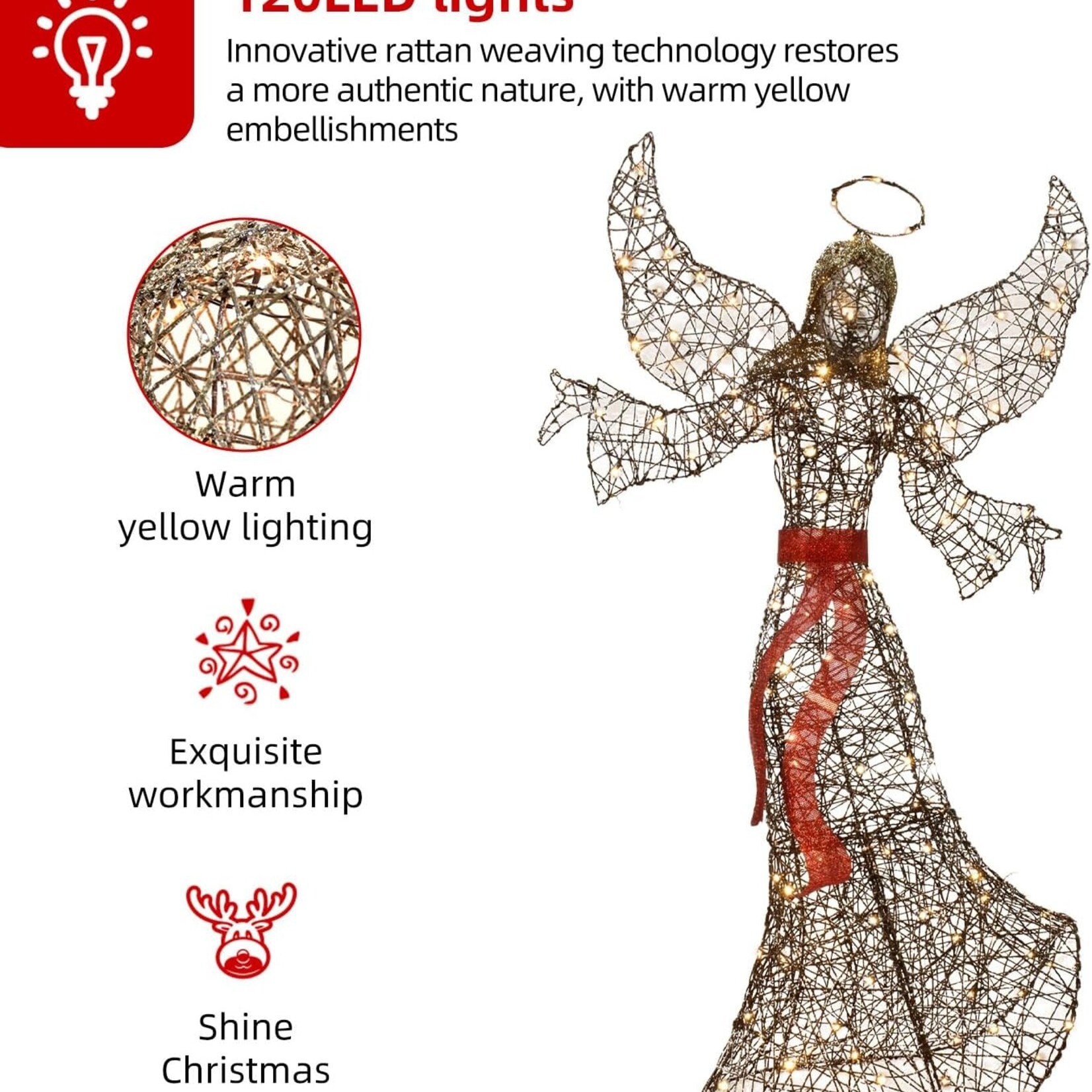 Lighted Outdoor Rattan Angel