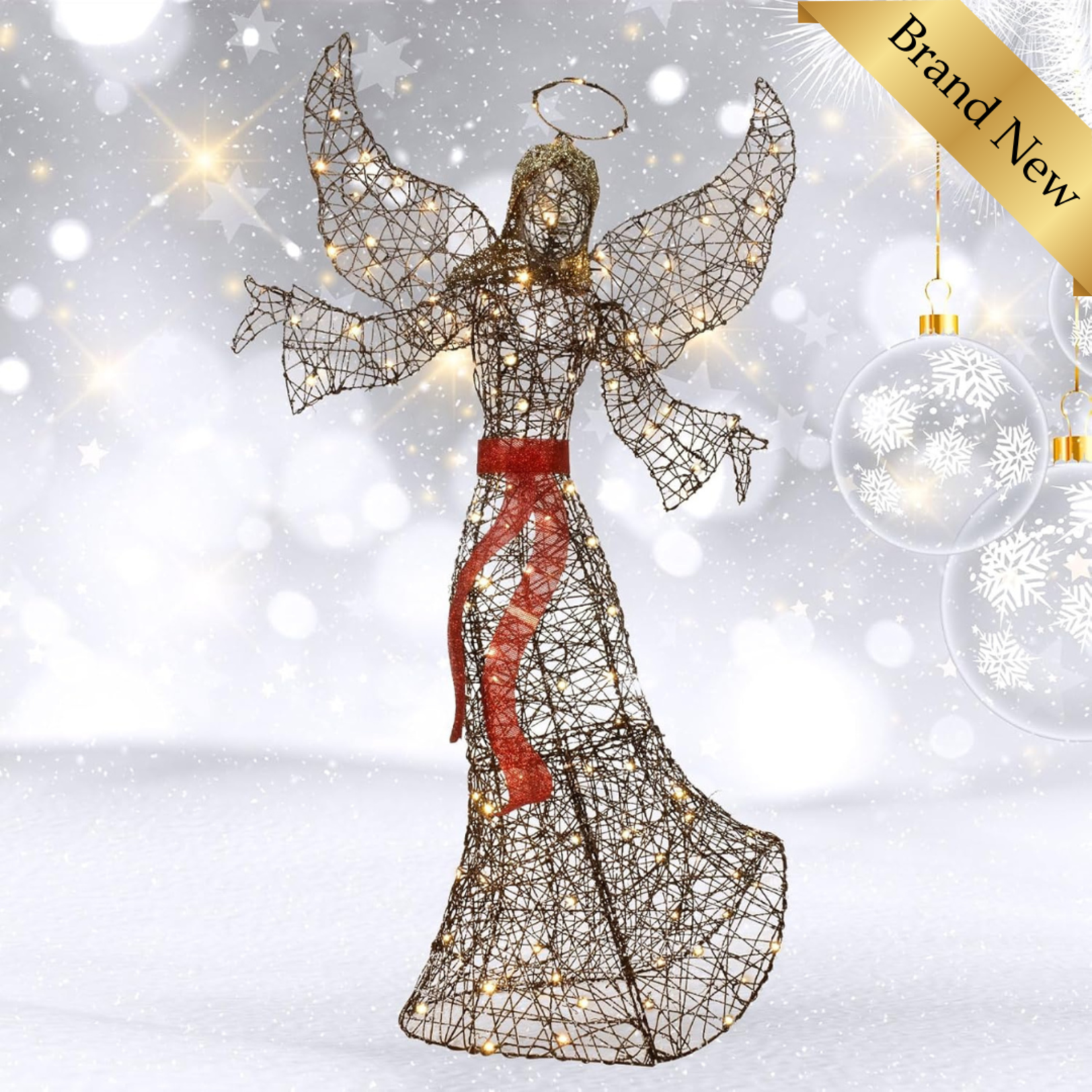 Lighted Outdoor Rattan Angel