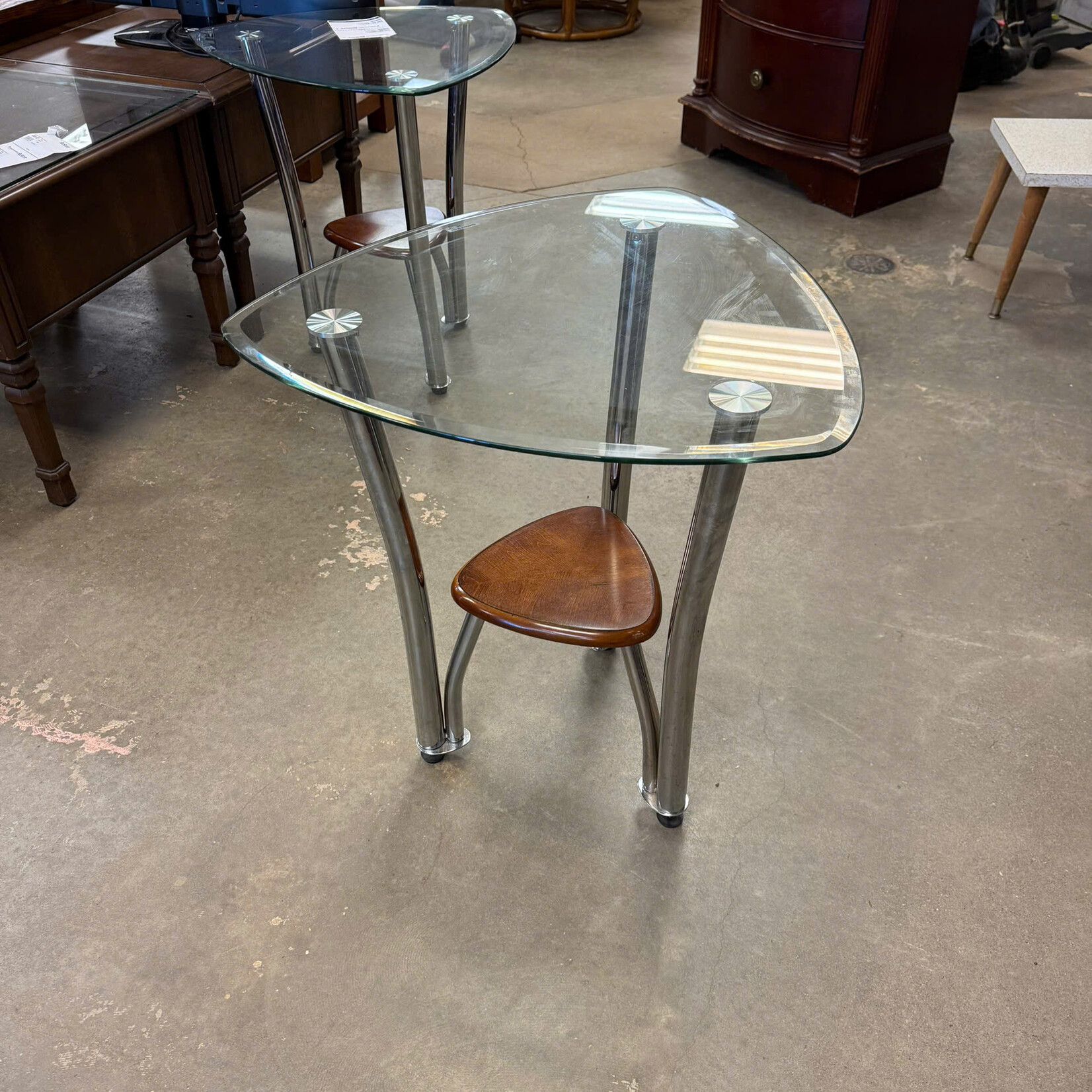 Glass + Chrome End Table