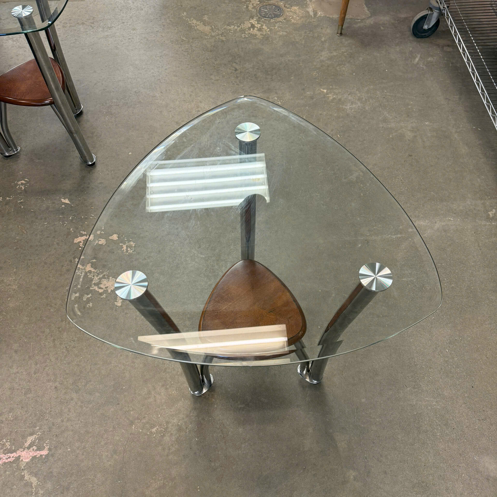 Glass + Chrome End Table