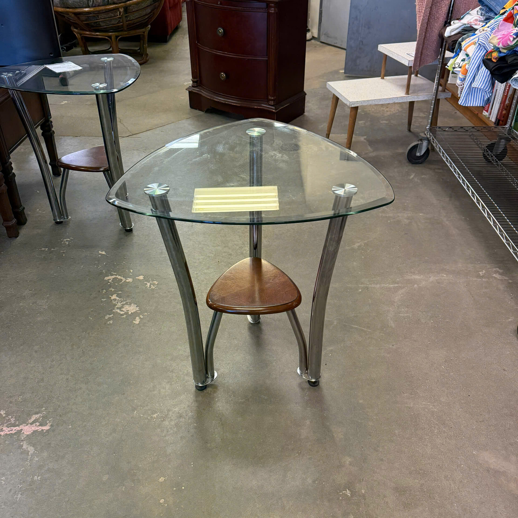 Glass + Chrome End Table