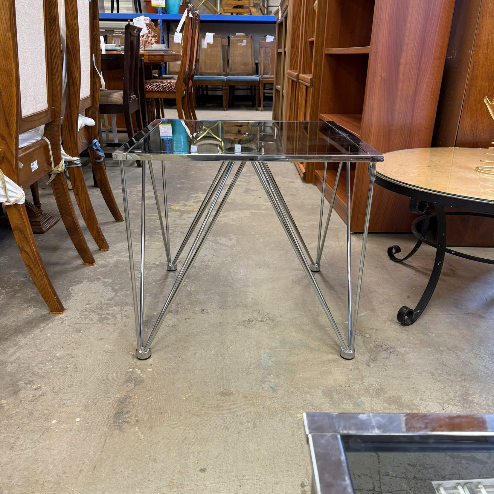 Black Glass End Table