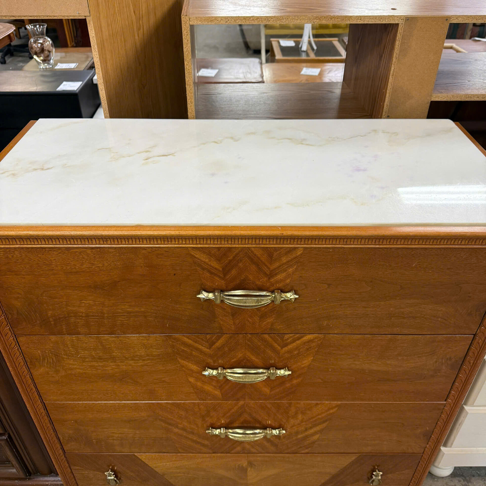 4 Drawer Marble Top Dresser