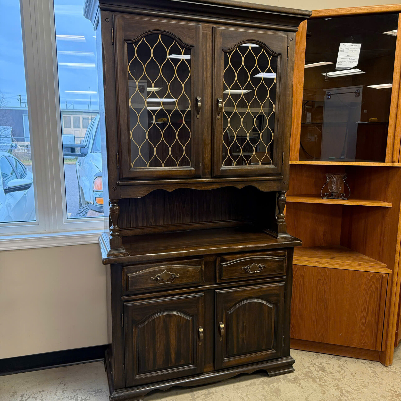 Dark Brown Dining Hutch
