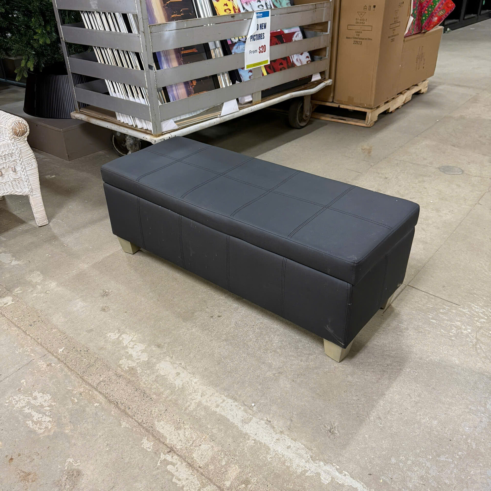Black Storage Ottoman