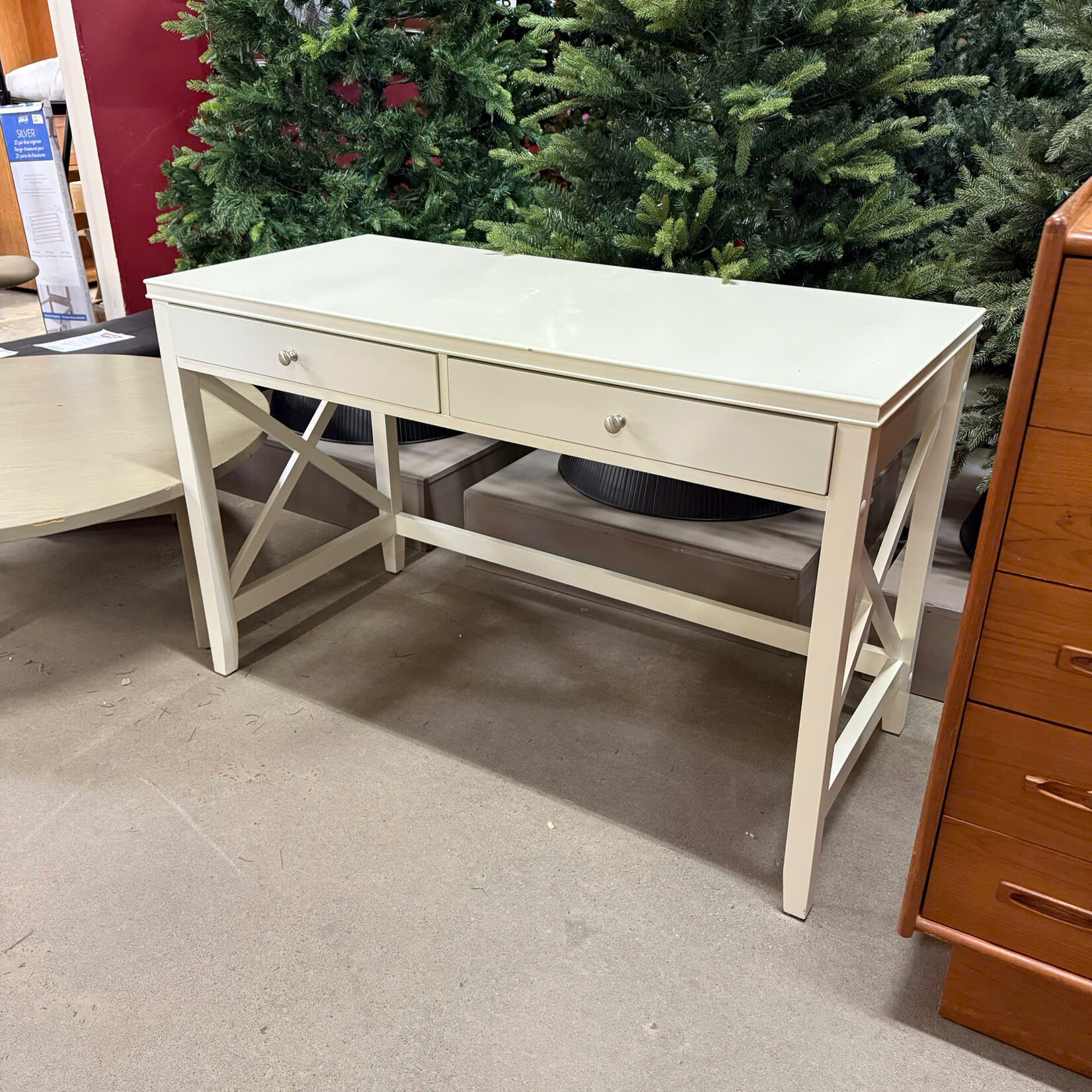 White Desk w 2 Drawers