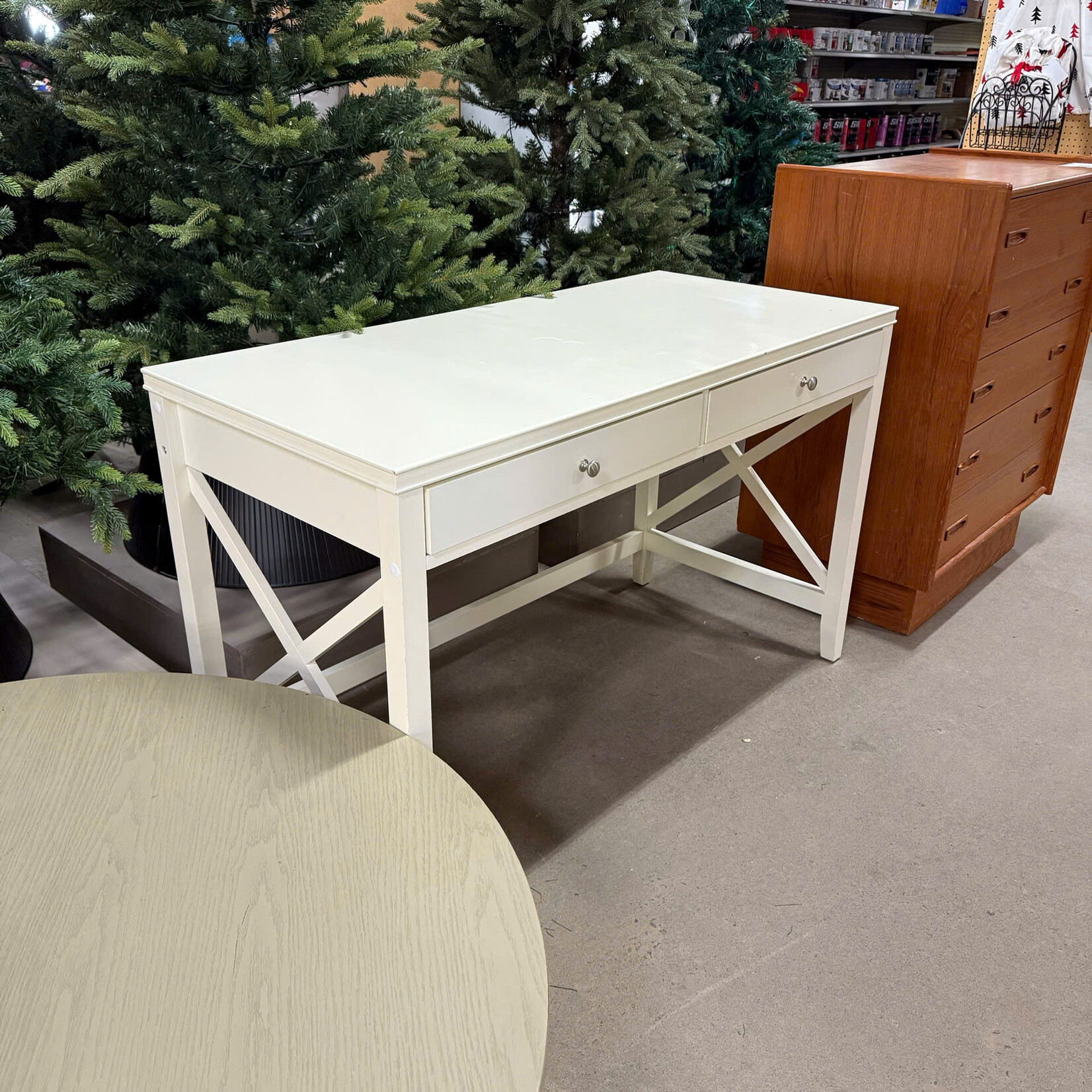 White Desk w 2 Drawers