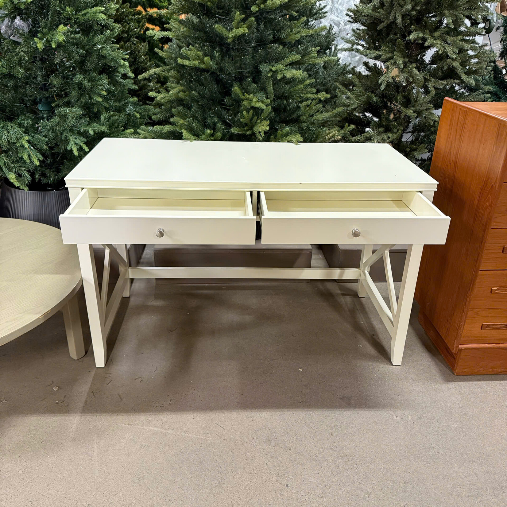 White Desk w 2 Drawers