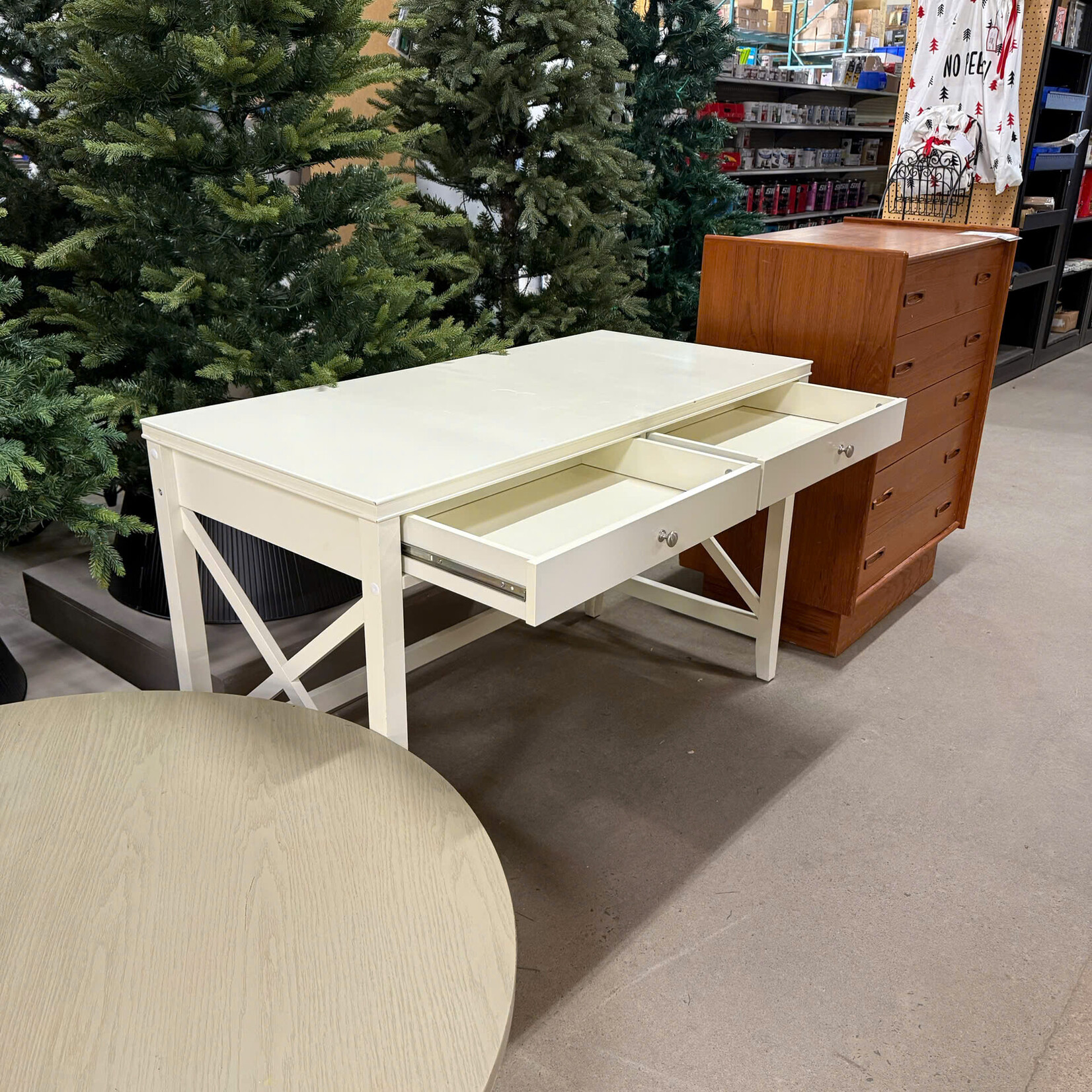 White Desk w 2 Drawers