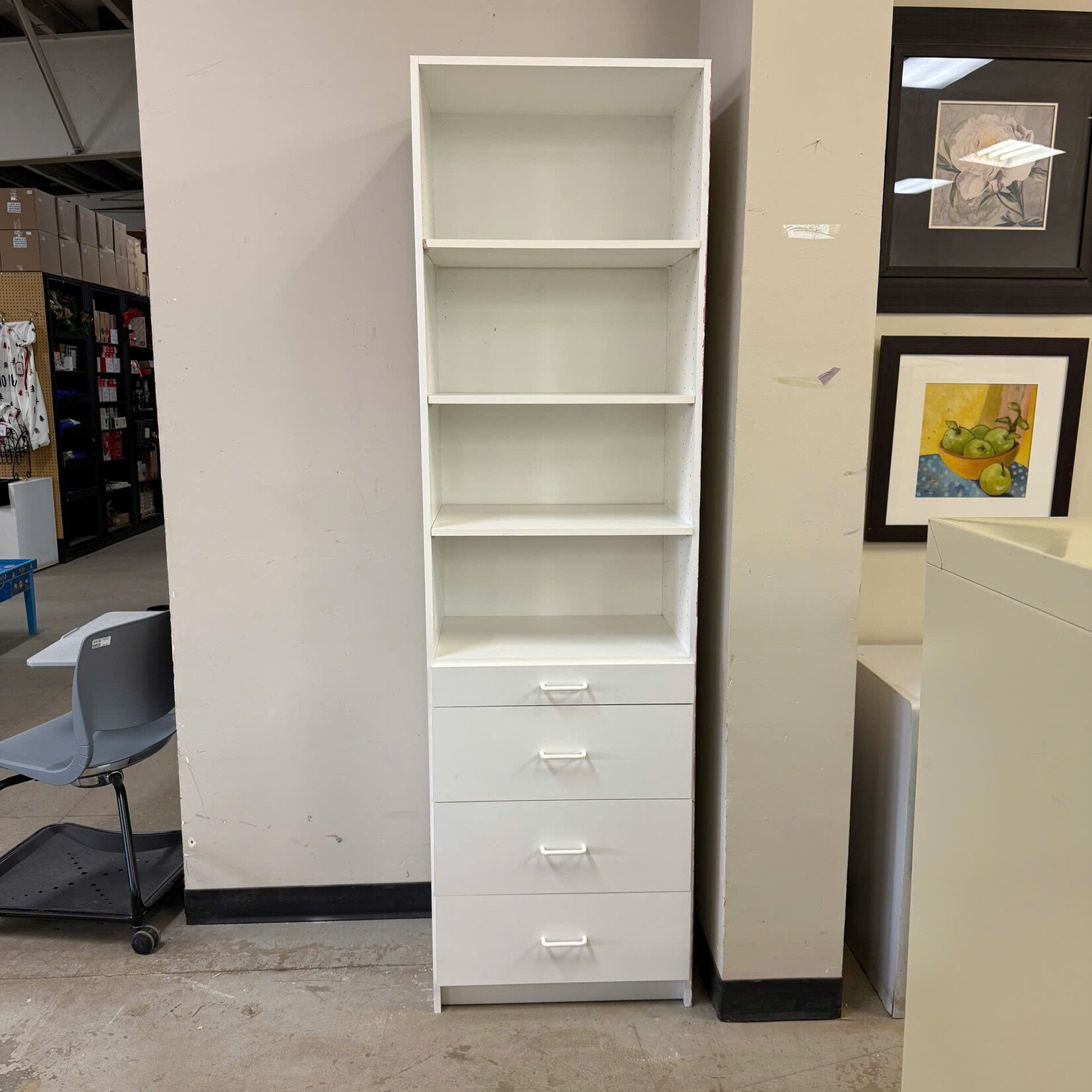 White Shelving Cabinet W/ Drawers