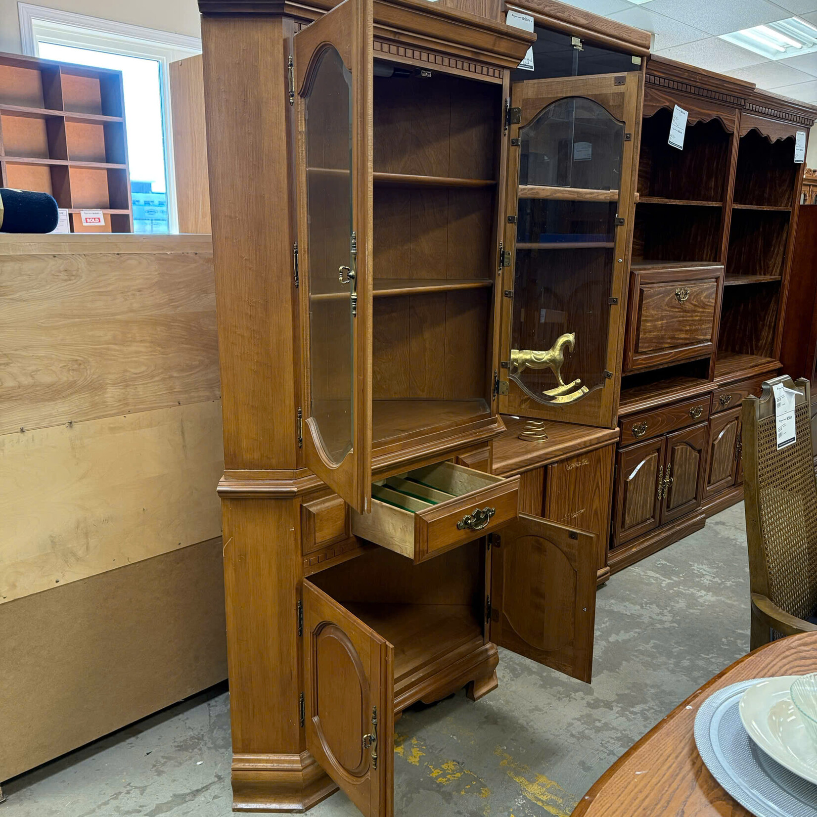 Wooden Corner Glass Cabinet