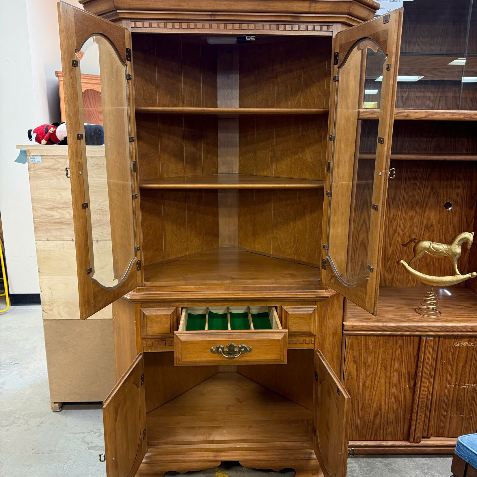 Wooden Corner Glass Cabinet
