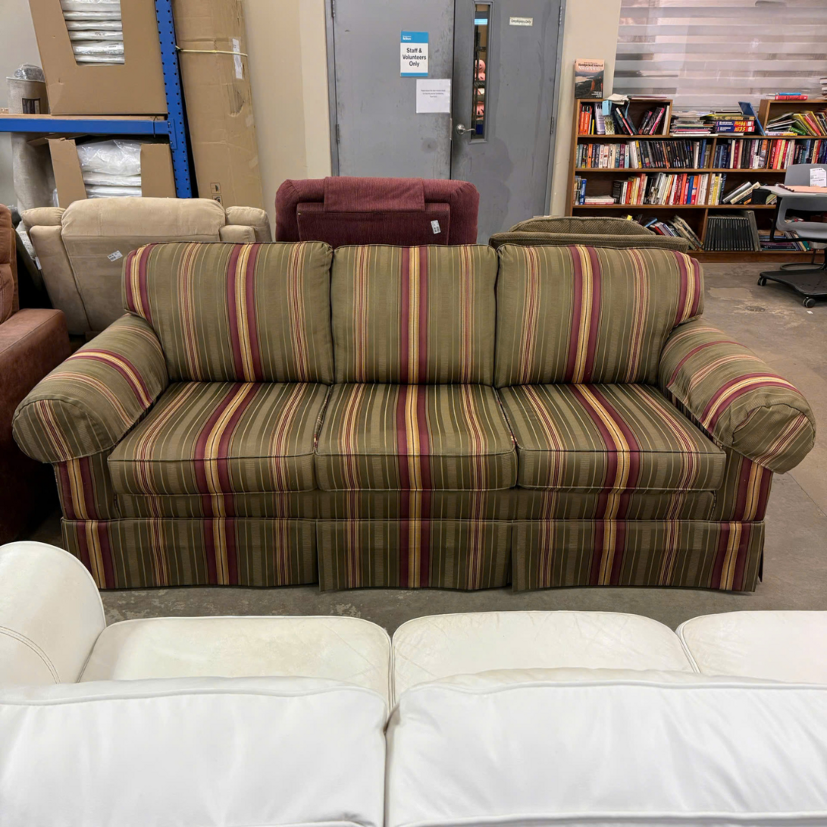 Brown Red strip Couch
