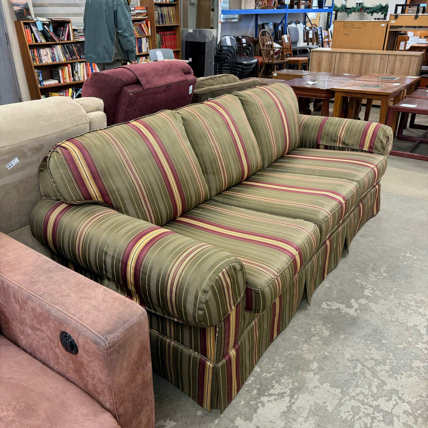 Brown Red strip Couch