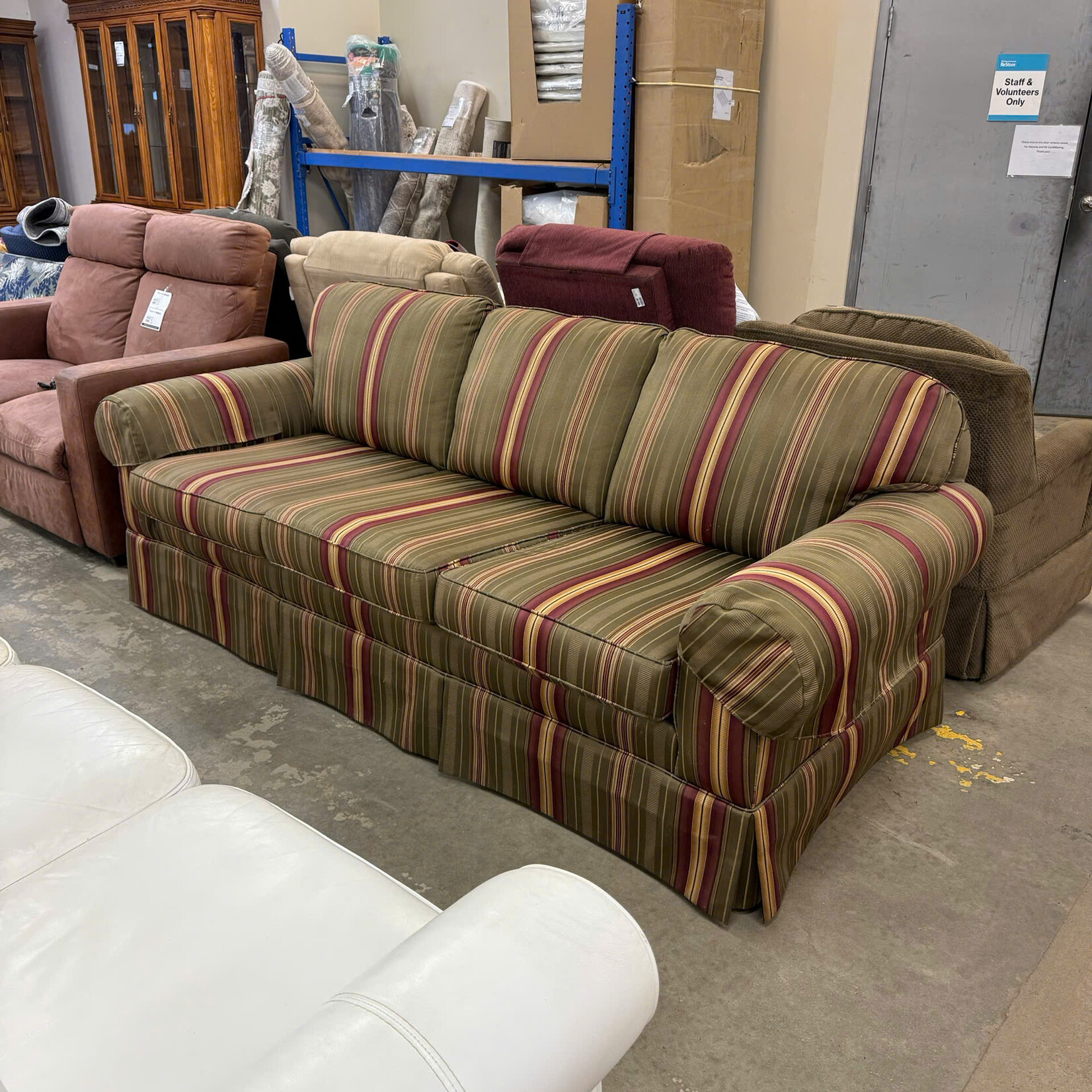 Brown Red strip Couch