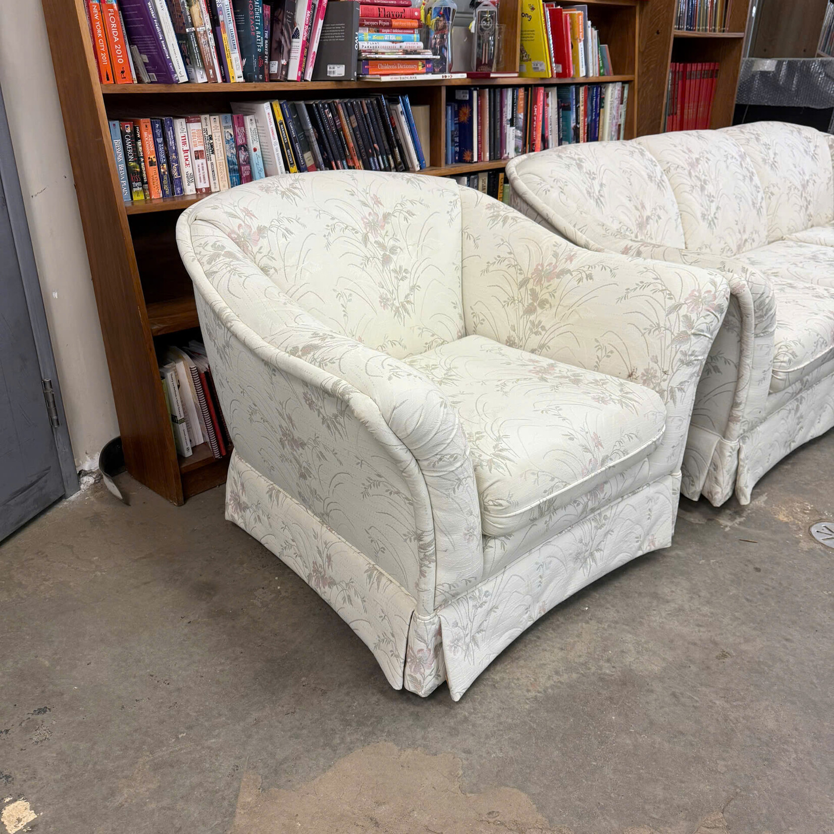 White Floral Pattern Chair